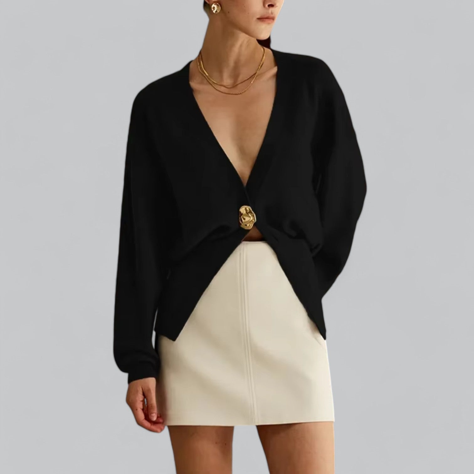 Valenti | Chic V-Neck Sweater Single Breasted Cardigan