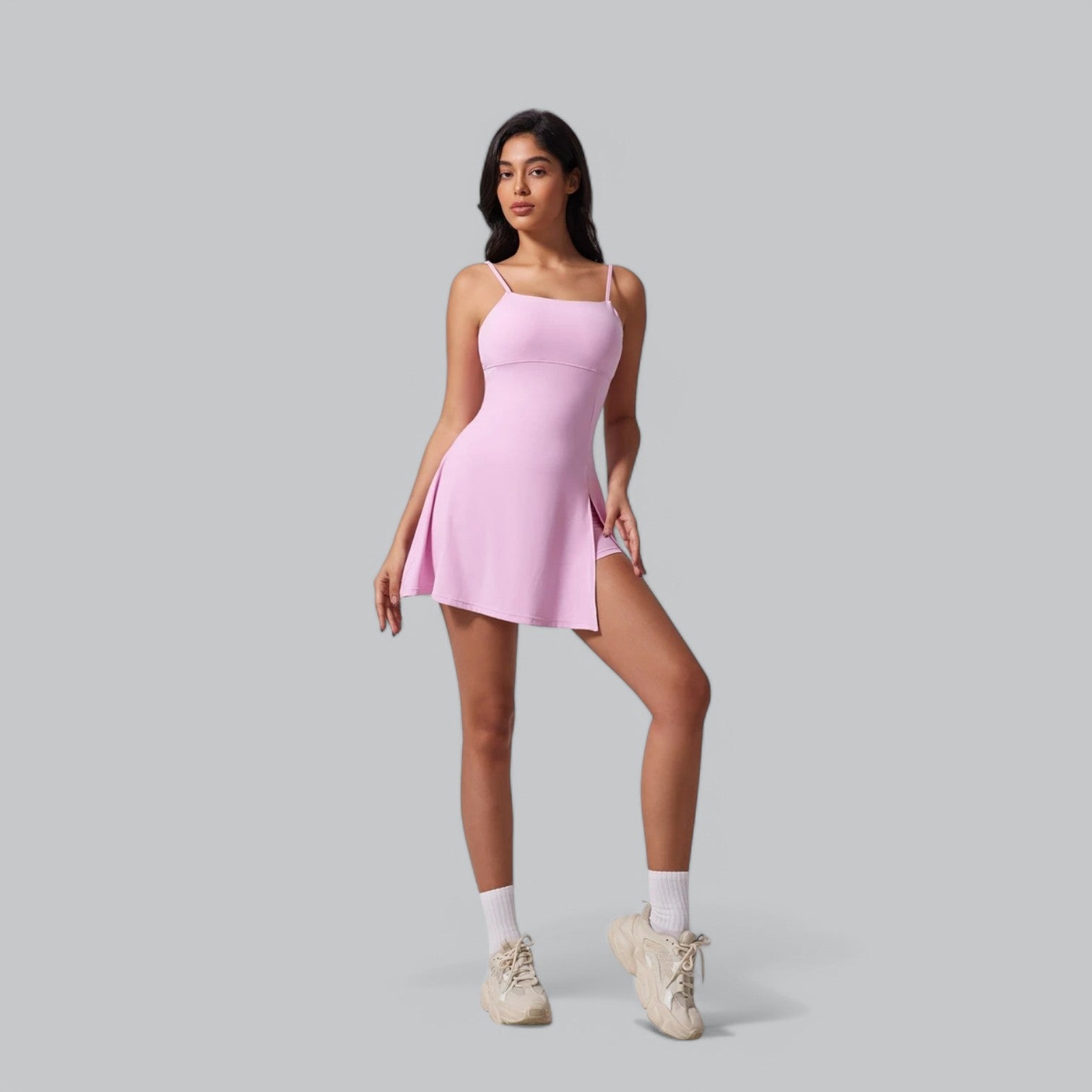 Valenti | Backless Yoga Mini Dress - Sport Skirt with Under Pants