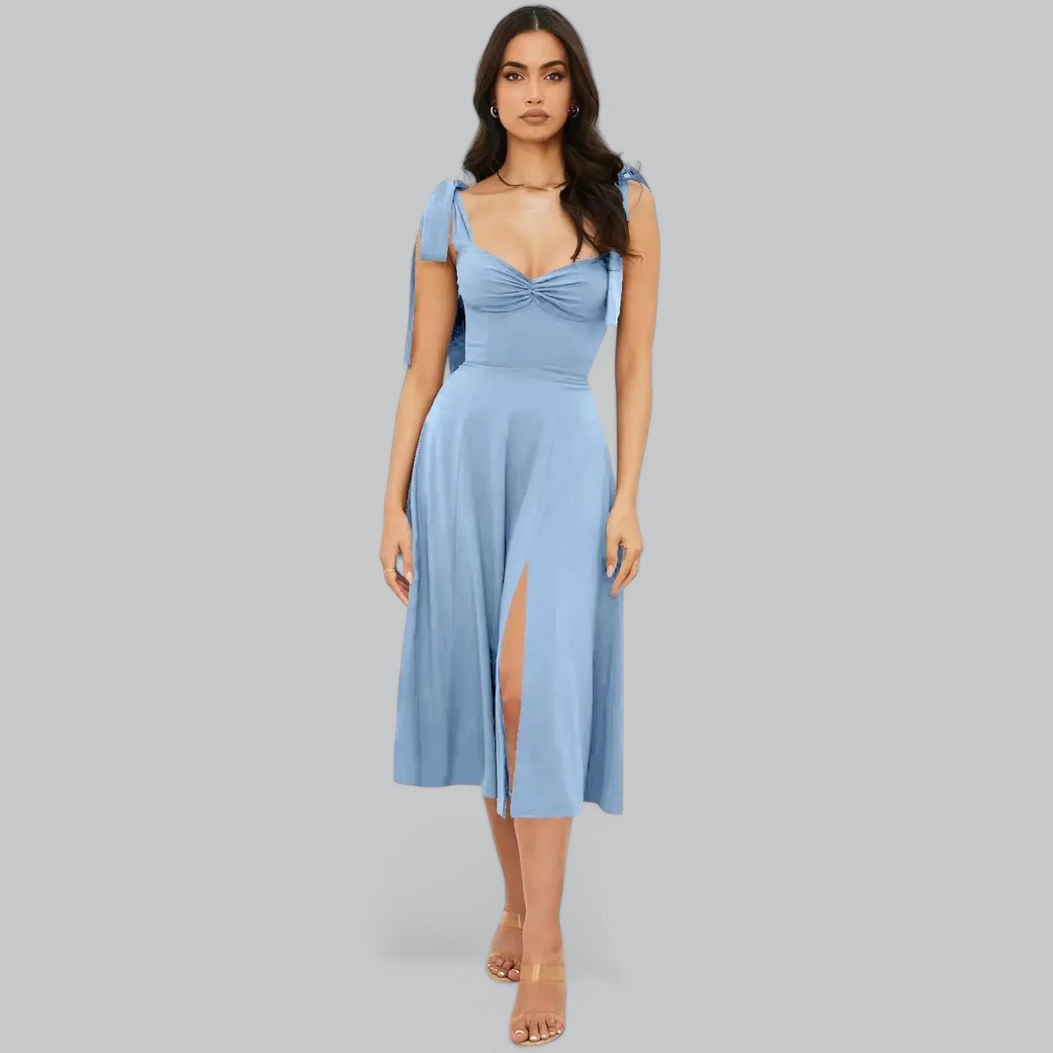 Valenti | Classy Ruched Midi Dress - Fancy A-Line Slit