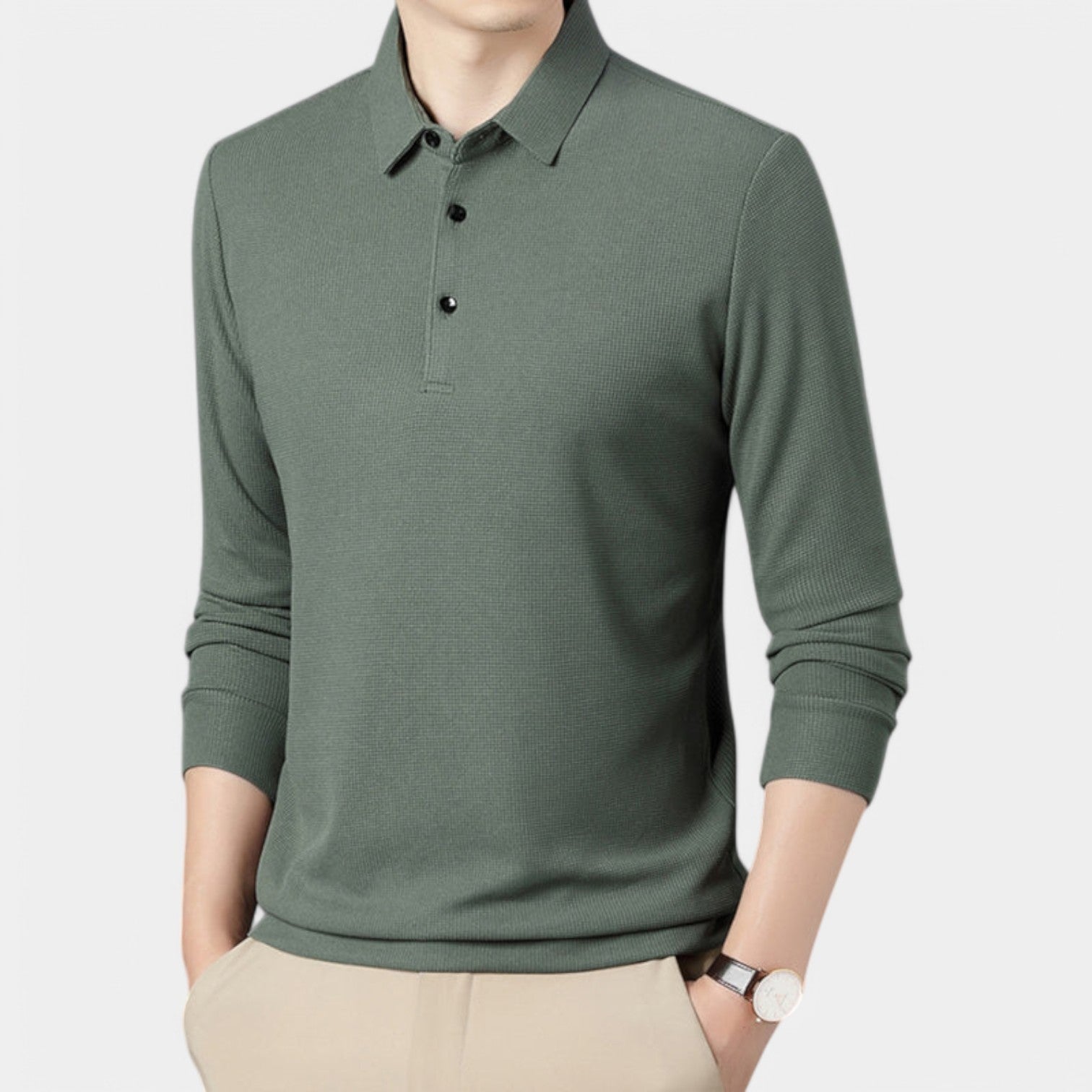 Valenti | Long Sleeve Button Polo Shirt - Lightweight Pullover