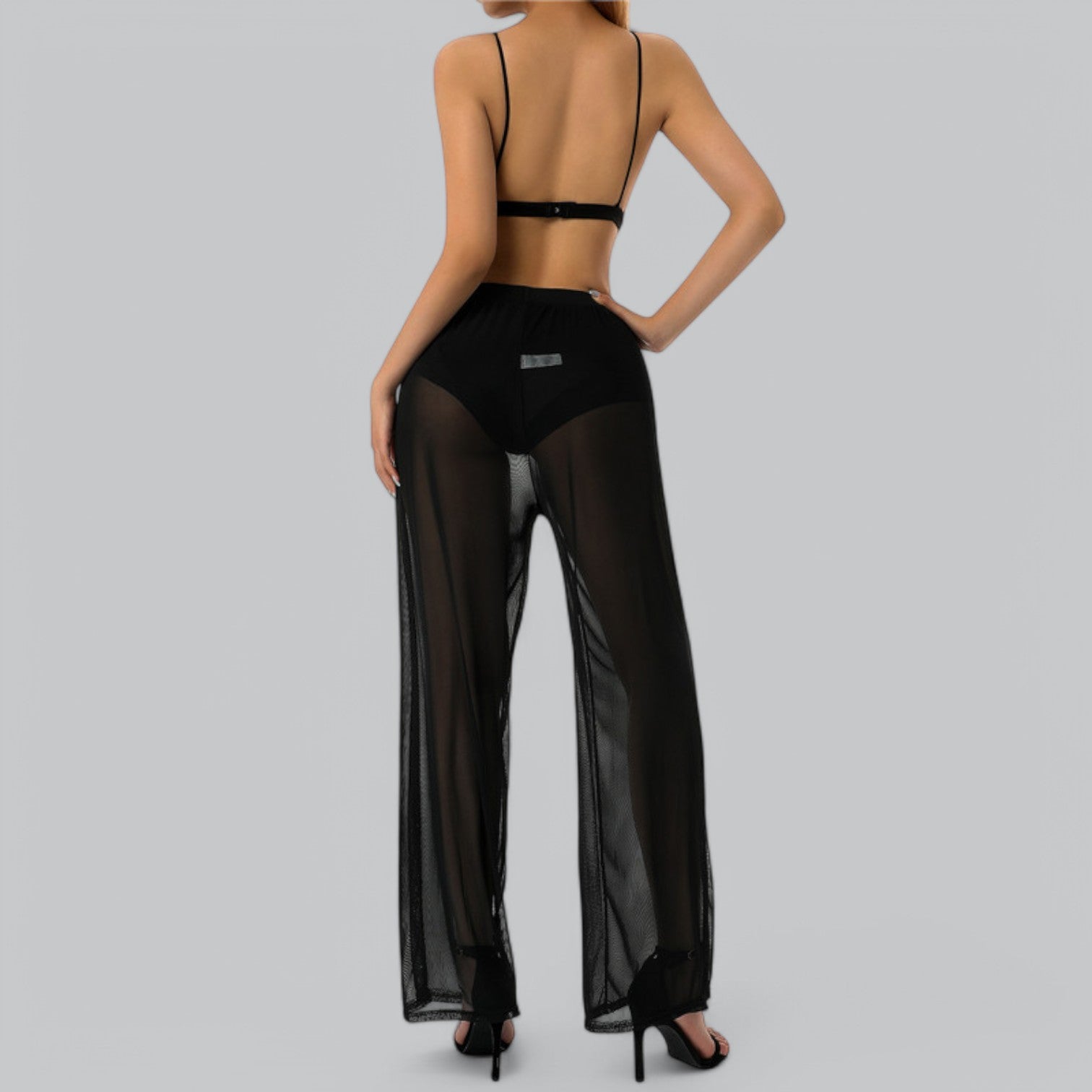 Valenti | Mesh See Through Loose Pants - Stretch Wide Leg