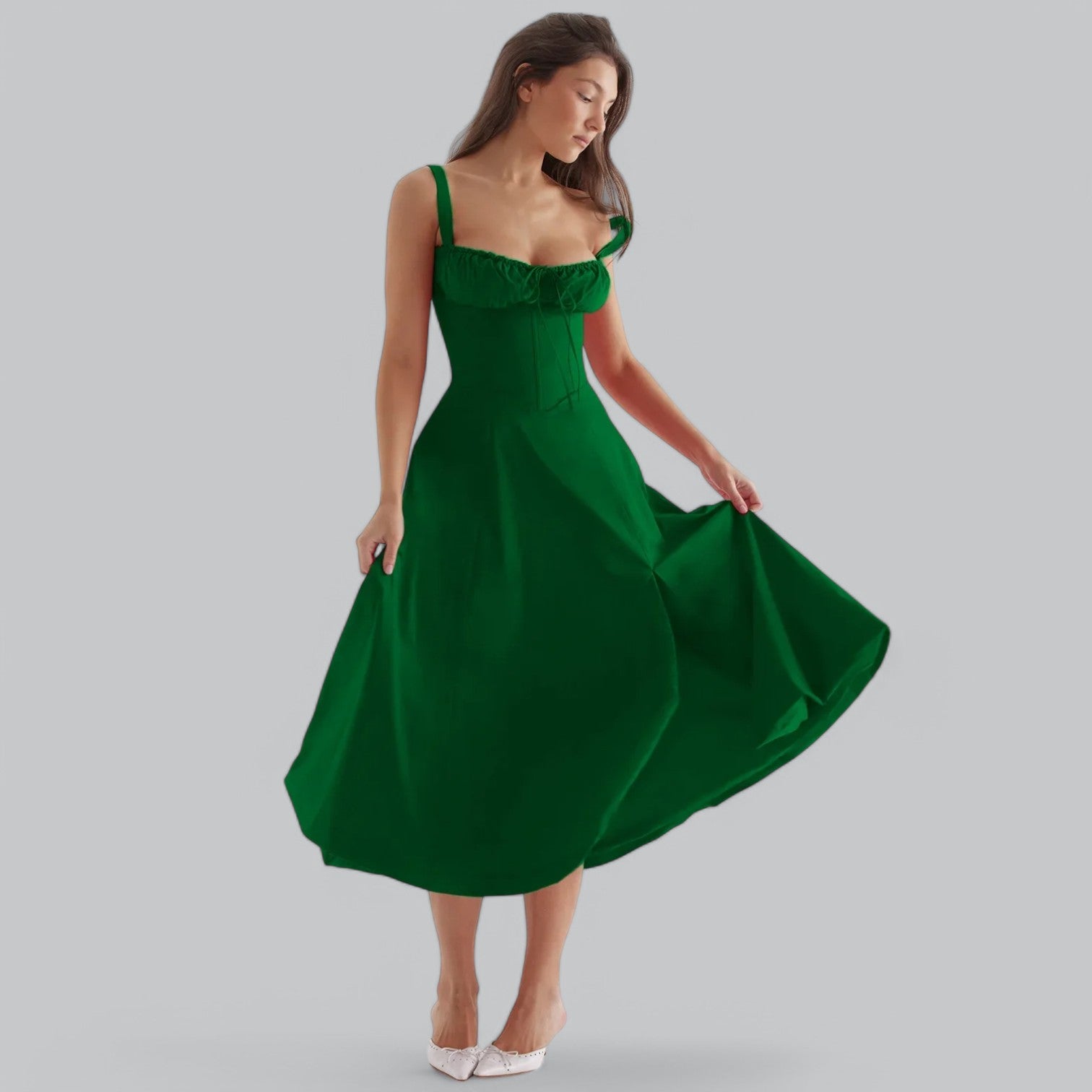 Valenti | Tied Corset Midi Dress - Summer Sundress