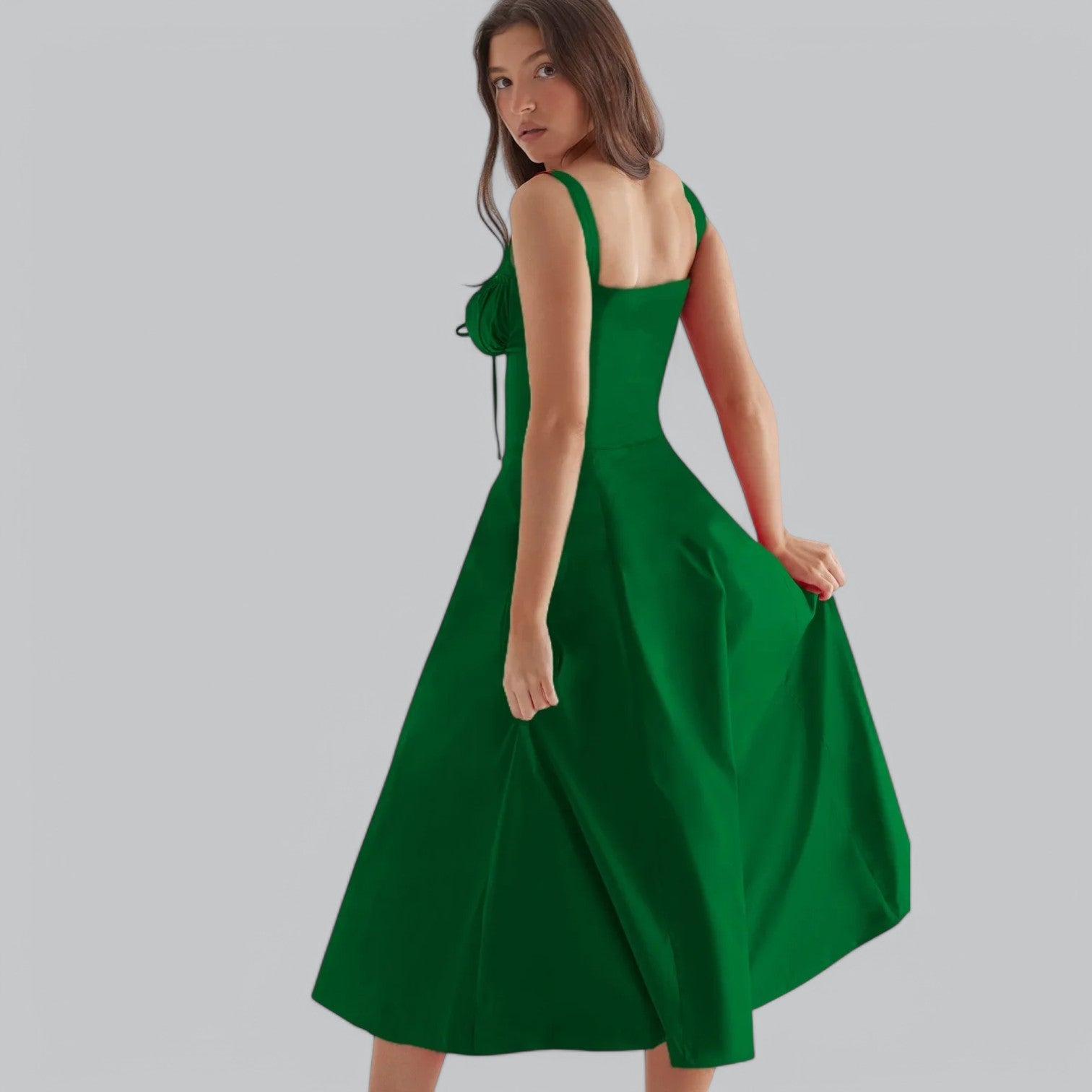 Valenti | Tied Corset Midi Dress - Summer Sundress