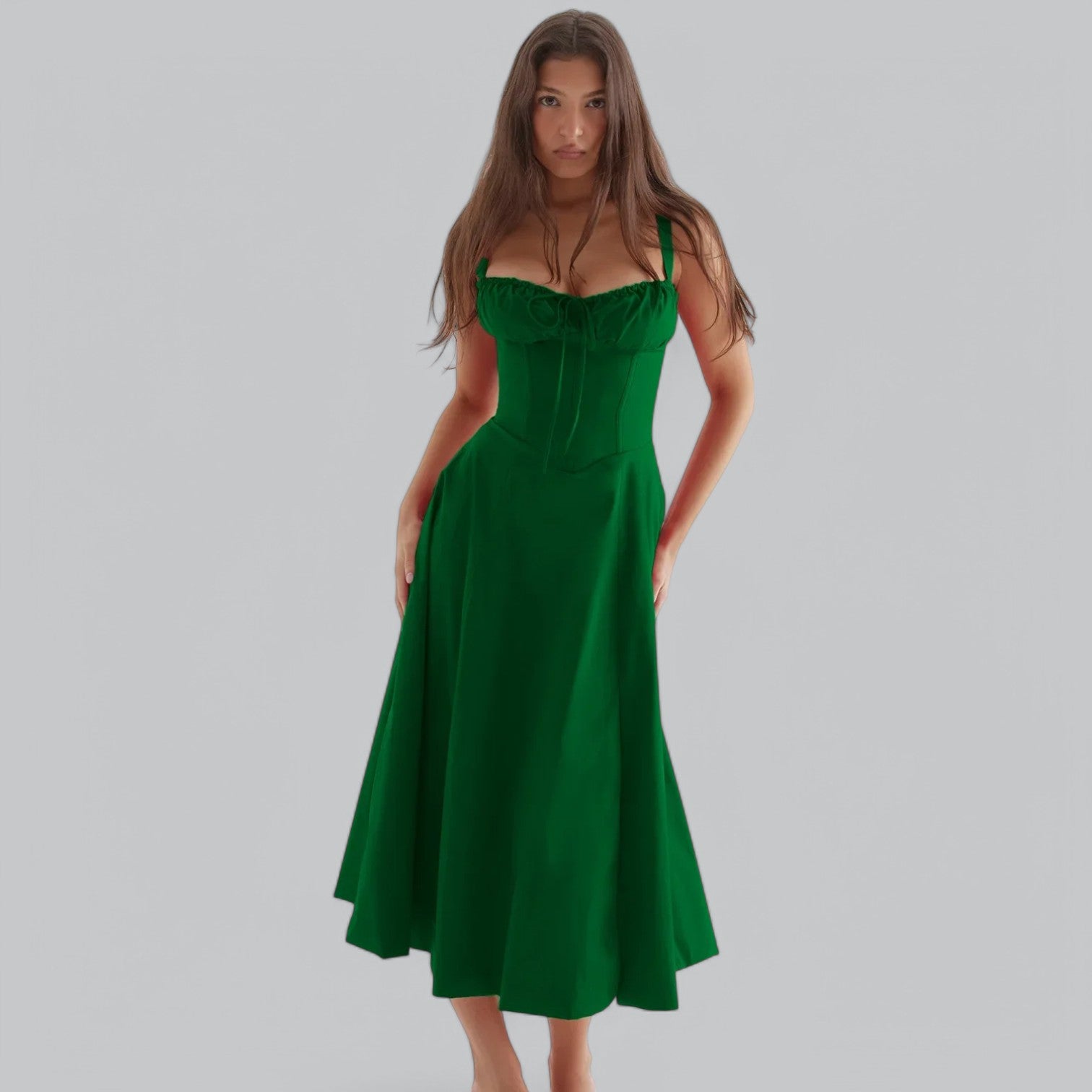 Valenti | Tied Corset Midi Dress - Summer Sundress