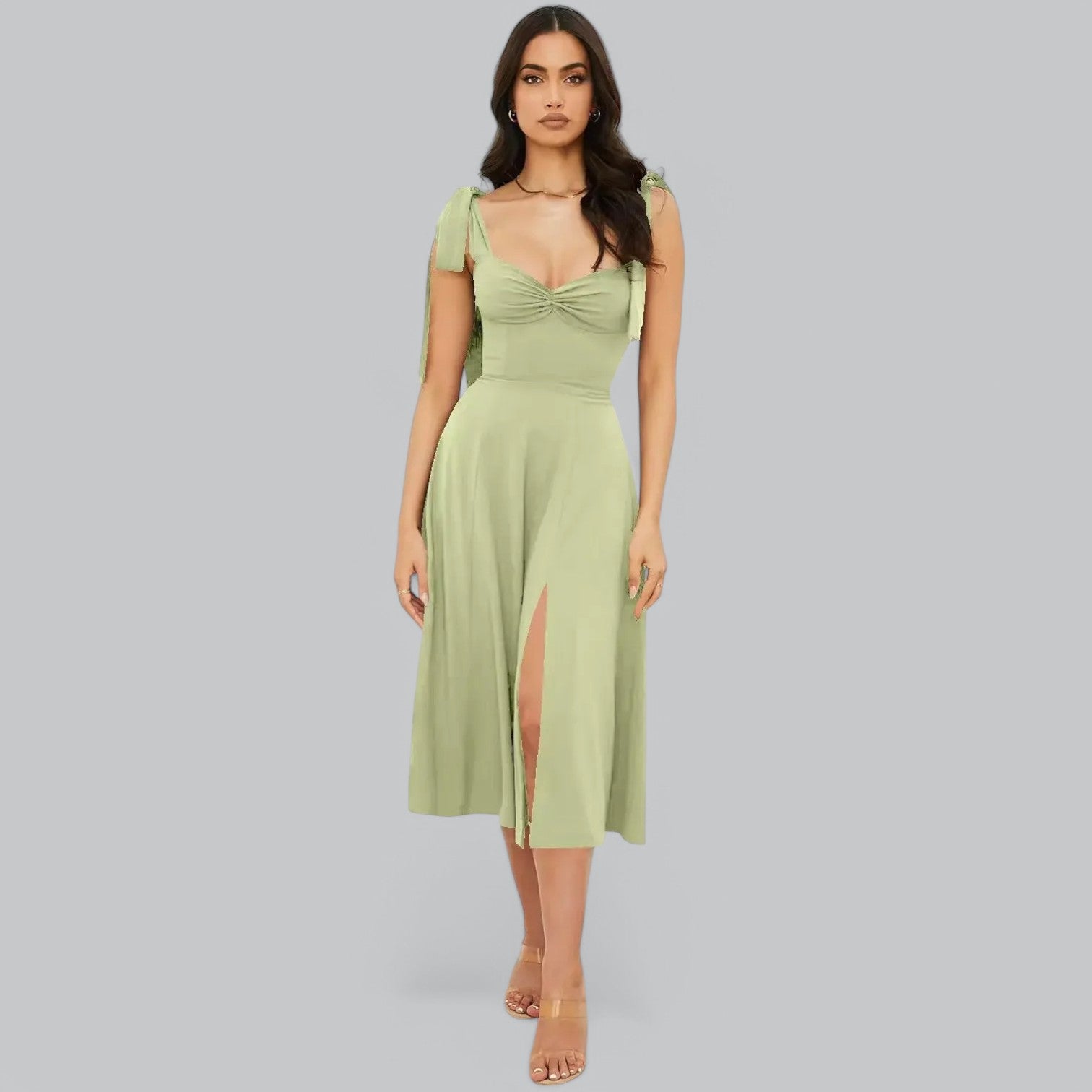 Valenti | Classy Ruched Midi Dress - Fancy A-Line Slit