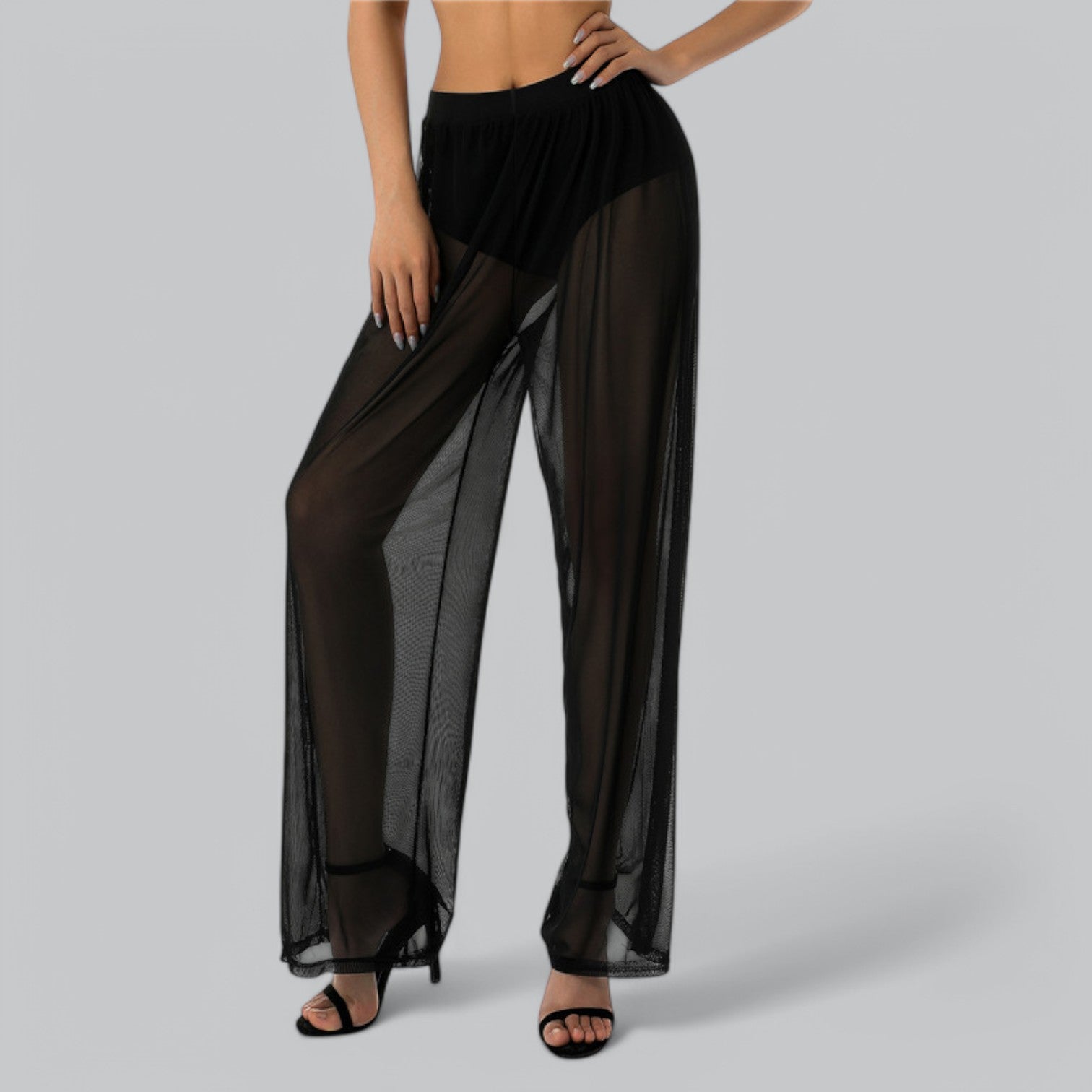 Valenti | Mesh See Through Loose Pants - Stretch Wide Leg
