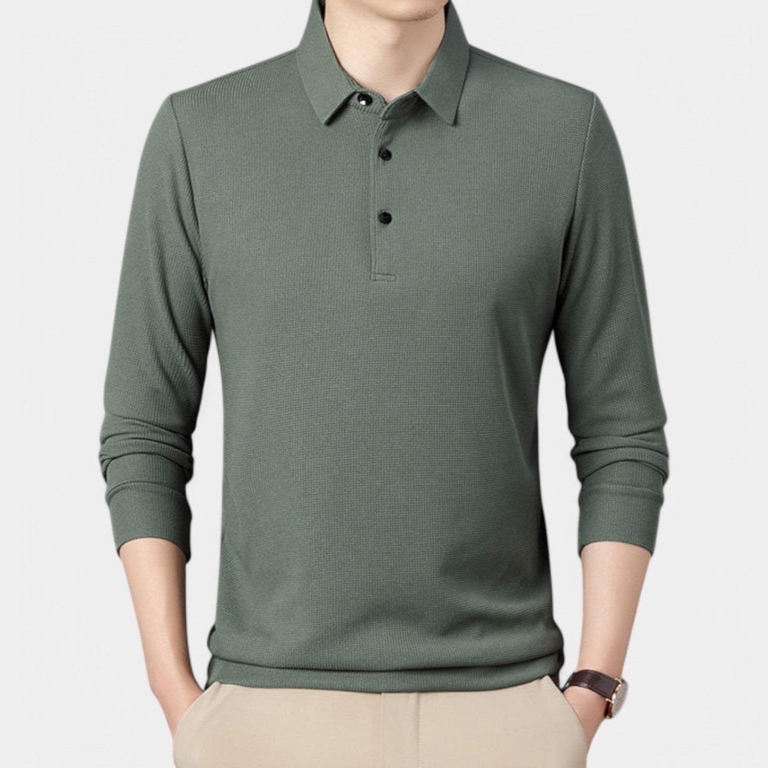 Valenti | Long Sleeve Button Polo Shirt - Lightweight Pullover