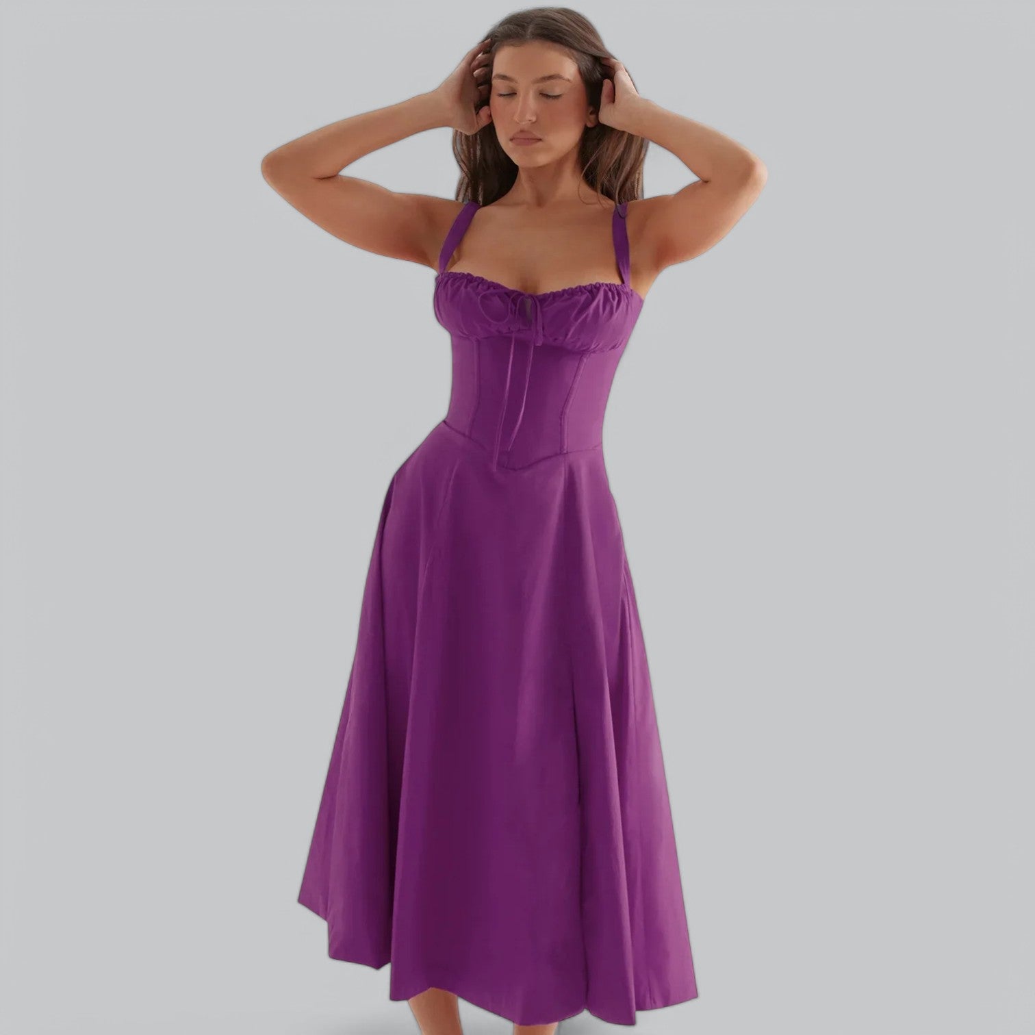 Valenti | Tied Corset Midi Dress - Summer Sundress