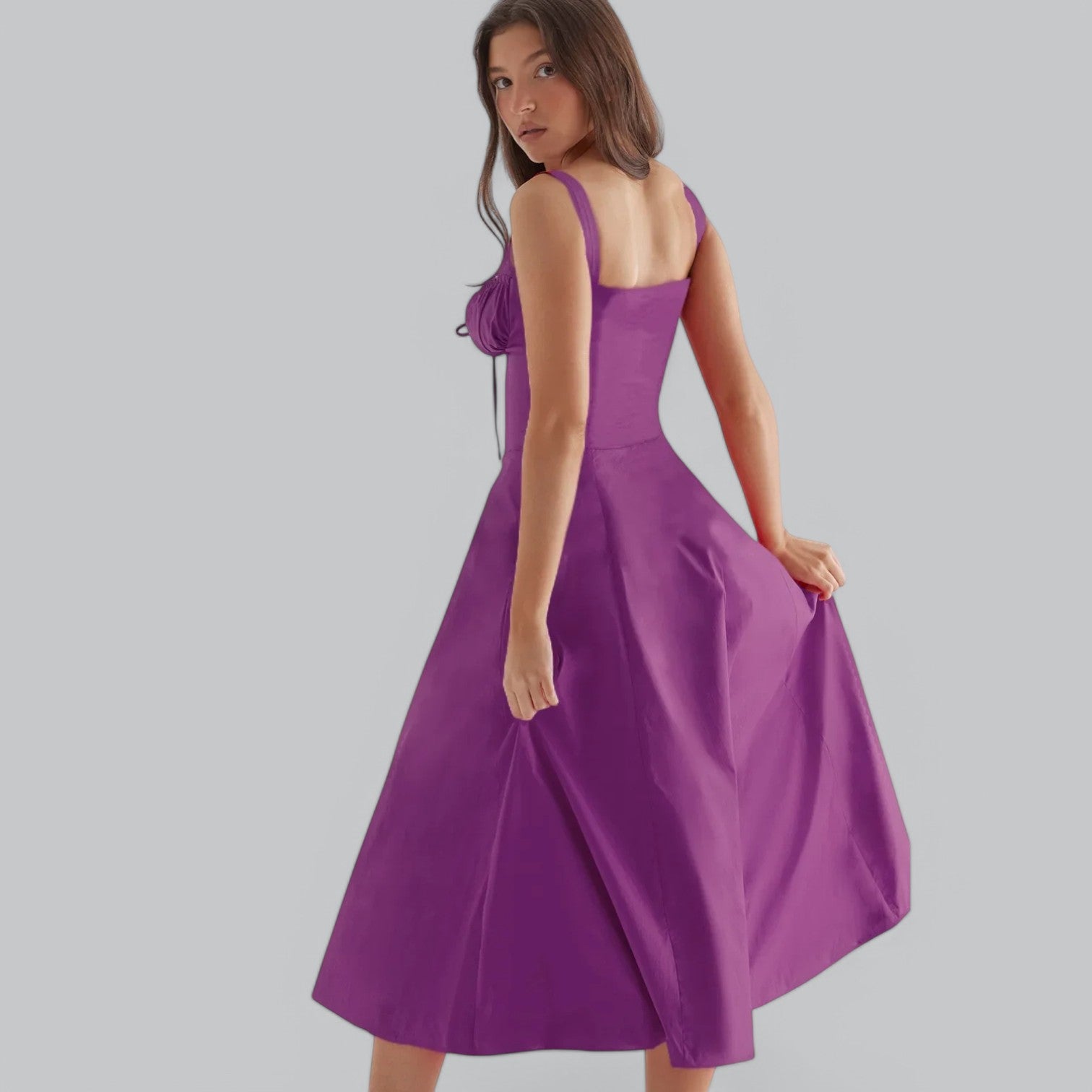 Valenti | Tied Corset Midi Dress - Summer Sundress
