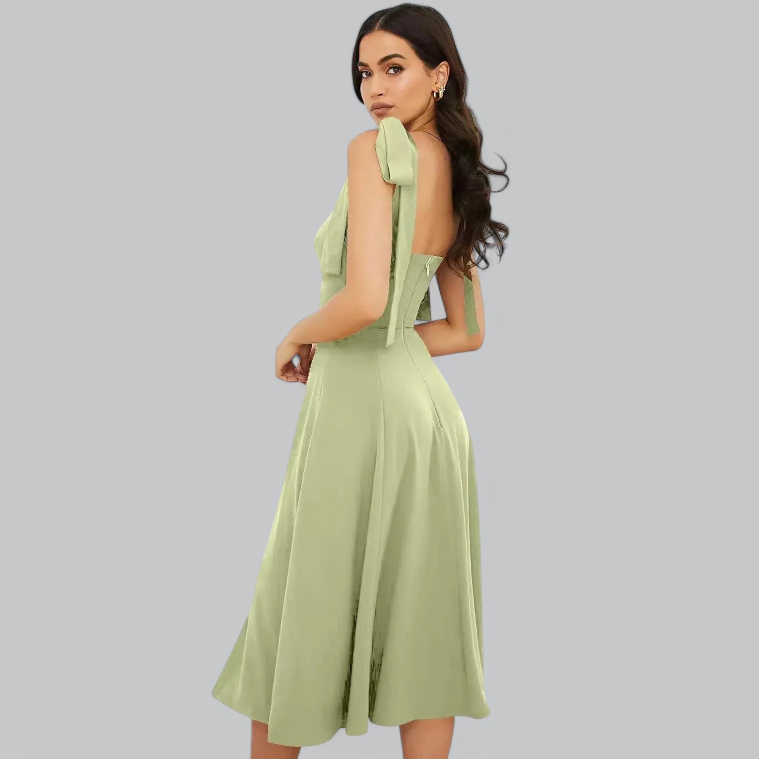 Valenti | Classy Ruched Midi Dress - Fancy A-Line Slit