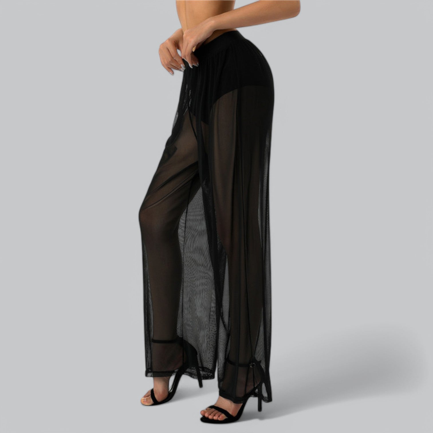 Valenti | Mesh See Through Loose Pants - Stretch Wide Leg