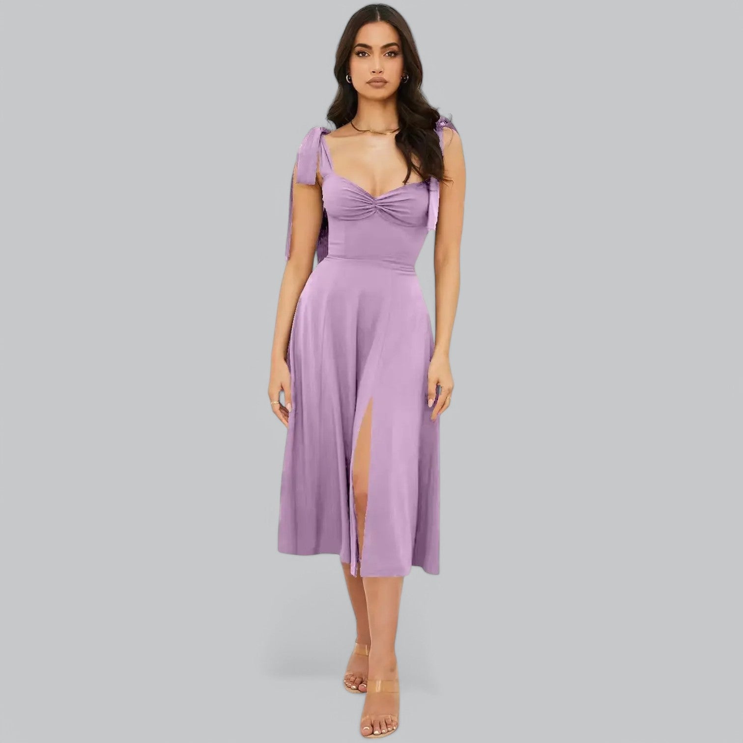 Valenti | Classy Ruched Midi Dress - Fancy A-Line Slit