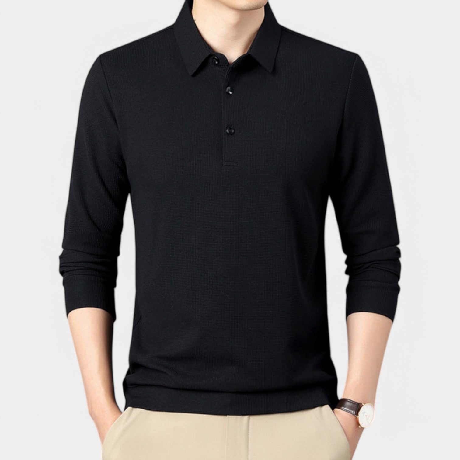 Valenti | Long Sleeve Button Polo Shirt - Lightweight Pullover
