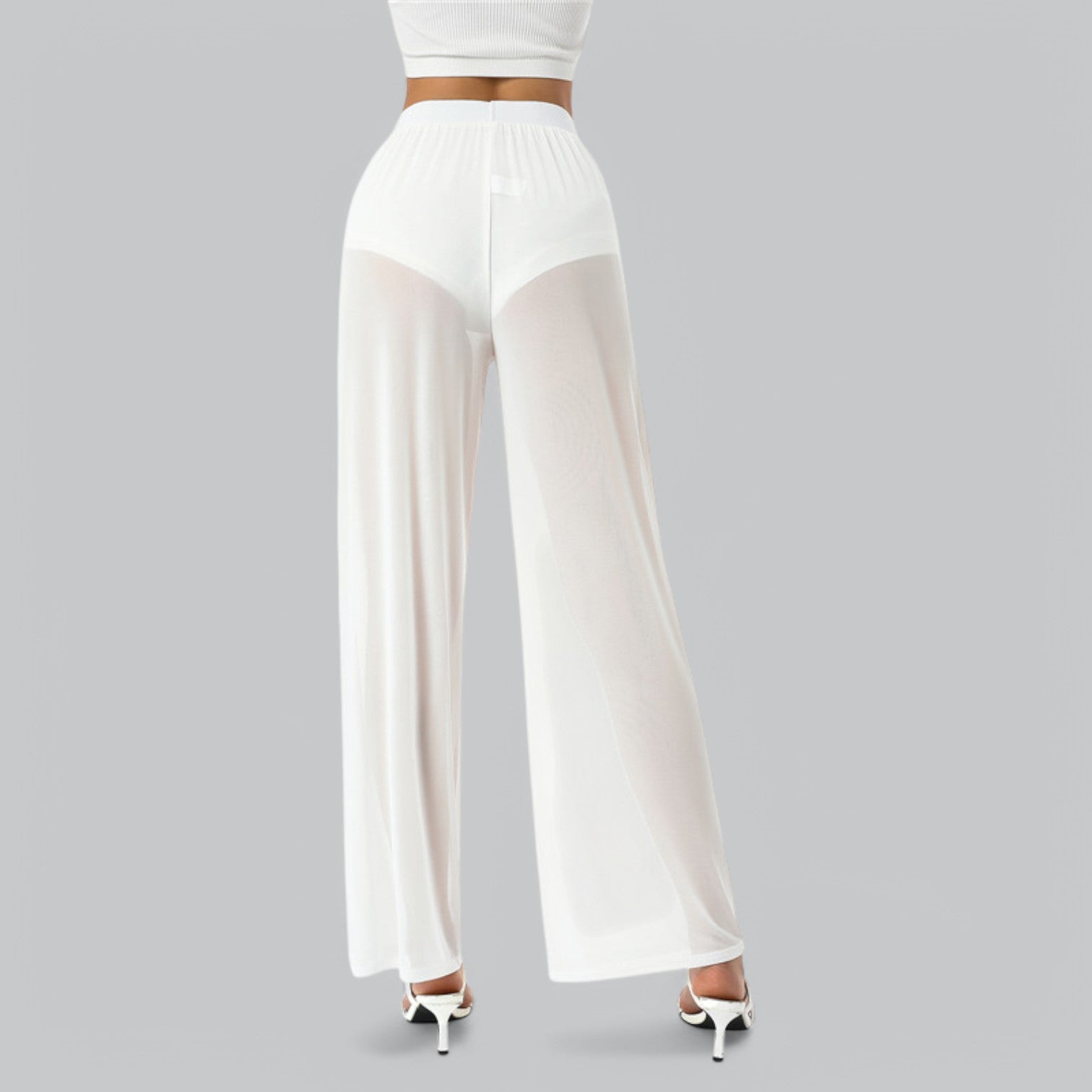 Valenti | Mesh See Through Loose Pants - Stretch Wide Leg