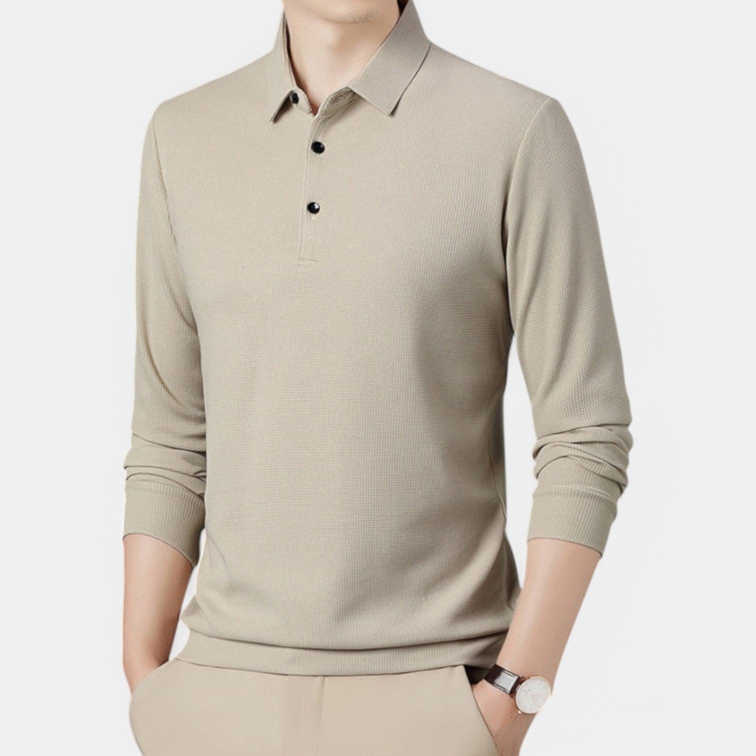 Valenti | Long Sleeve Button Polo Shirt - Lightweight Pullover