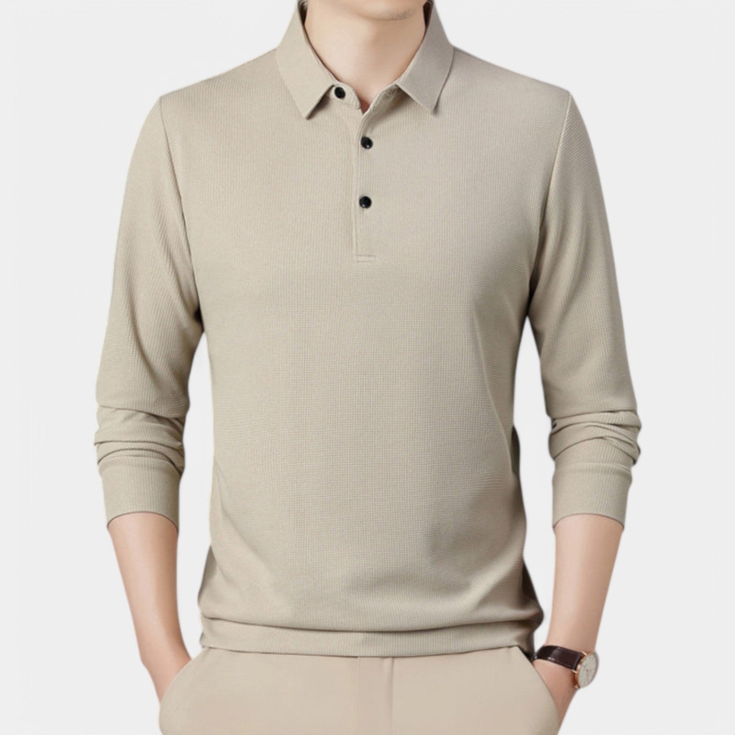 Valenti | Long Sleeve Button Polo Shirt - Lightweight Pullover