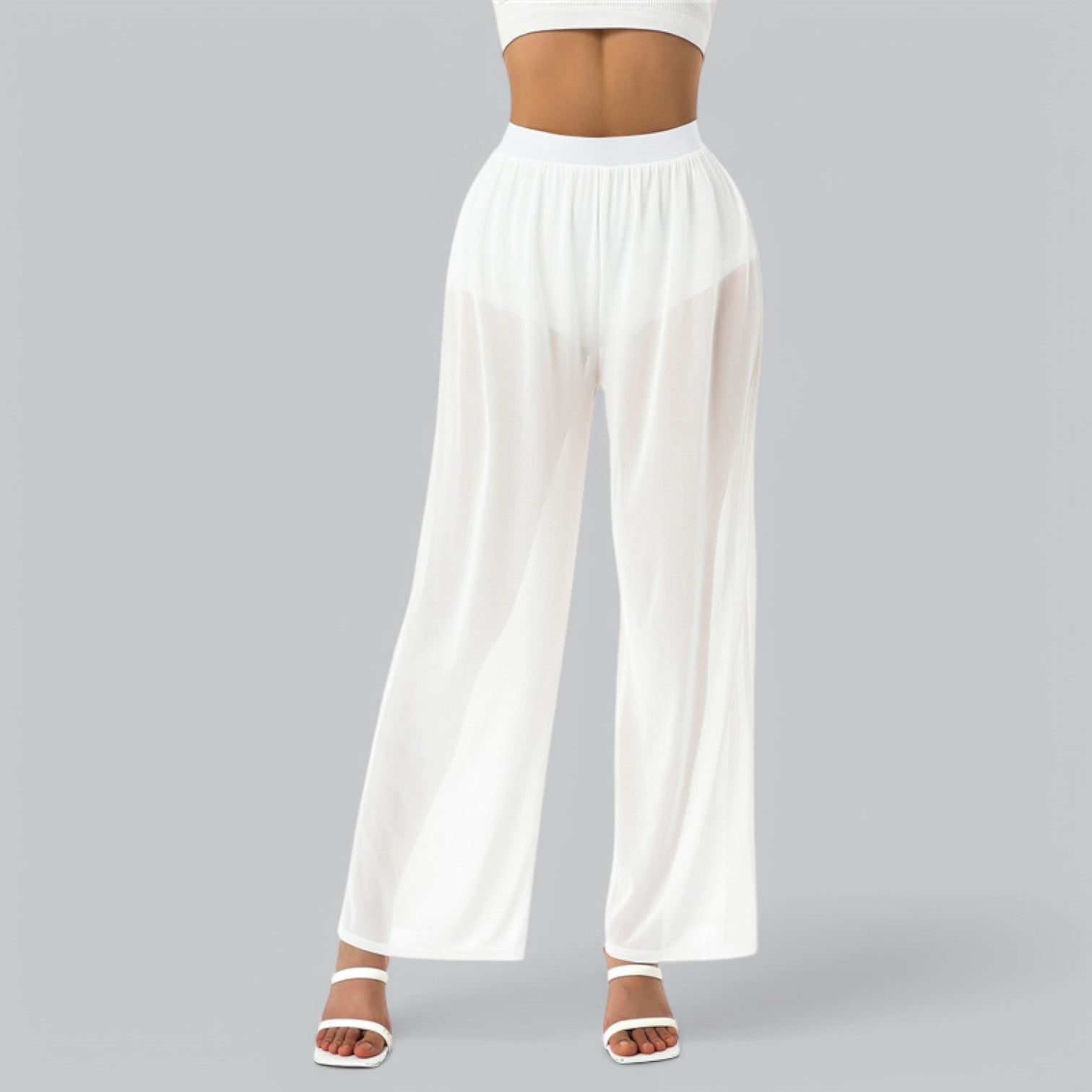 Valenti | Mesh See Through Loose Pants - Stretch Wide Leg