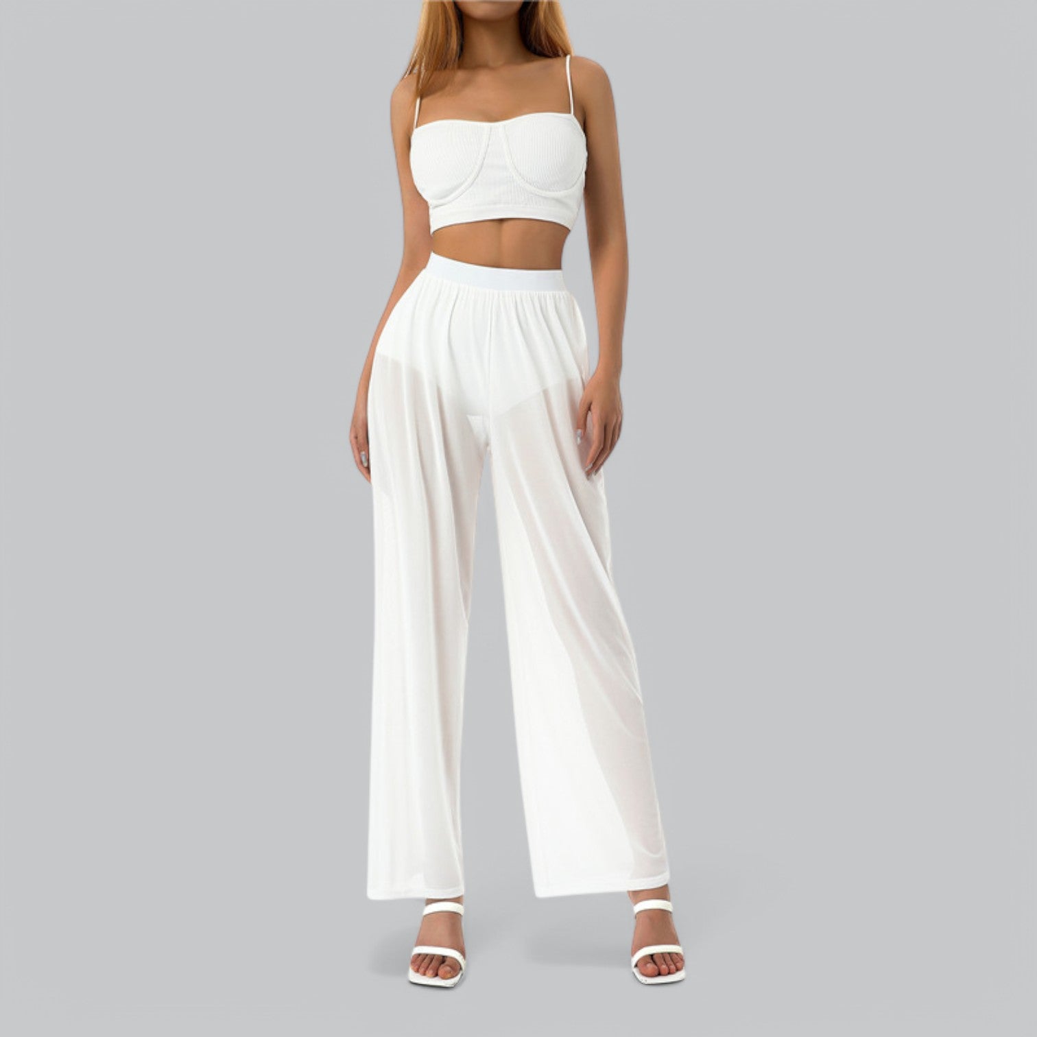 Valenti | Mesh See Through Loose Pants - Stretch Wide Leg
