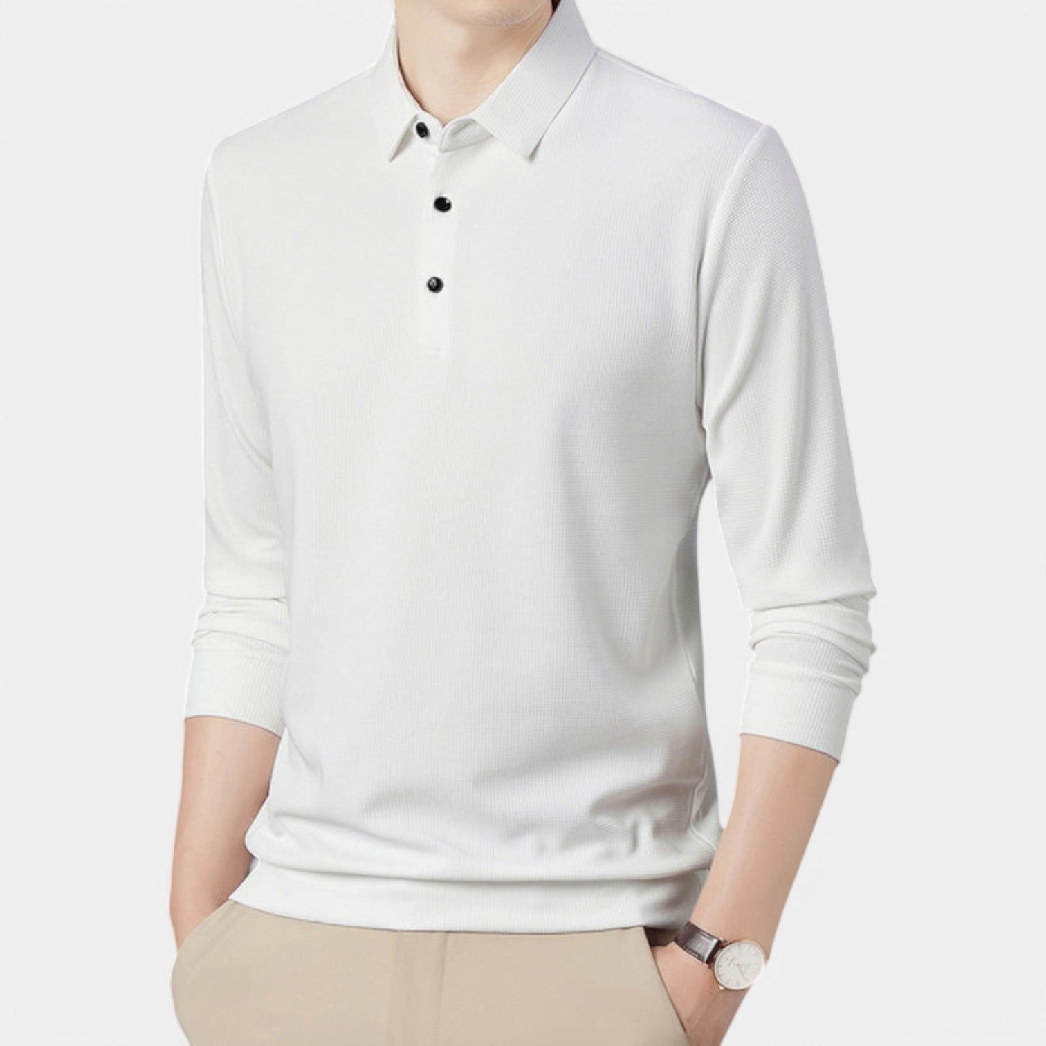 Valenti | Long Sleeve Button Polo Shirt - Lightweight Pullover