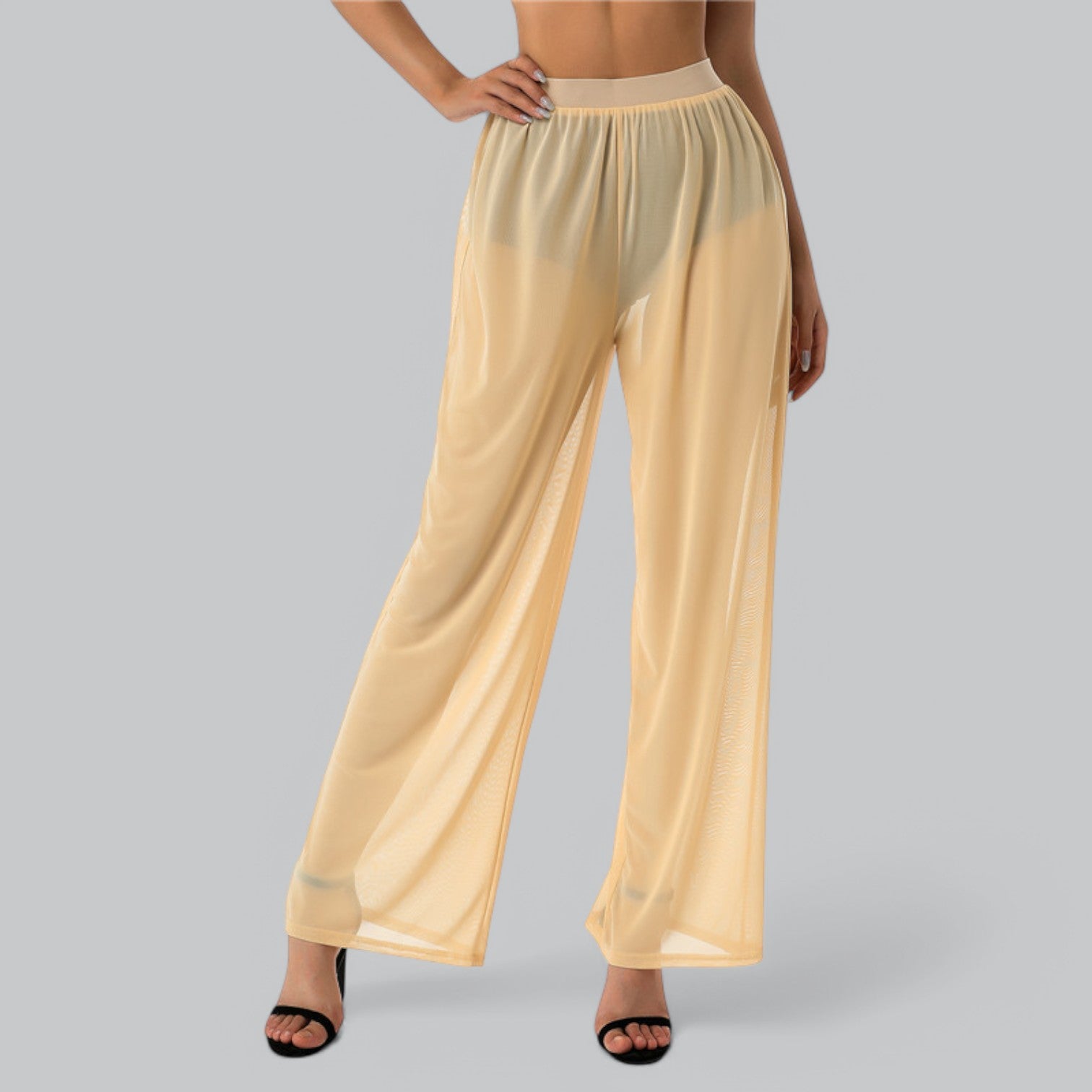 Valenti | Mesh See Through Loose Pants - Stretch Wide Leg
