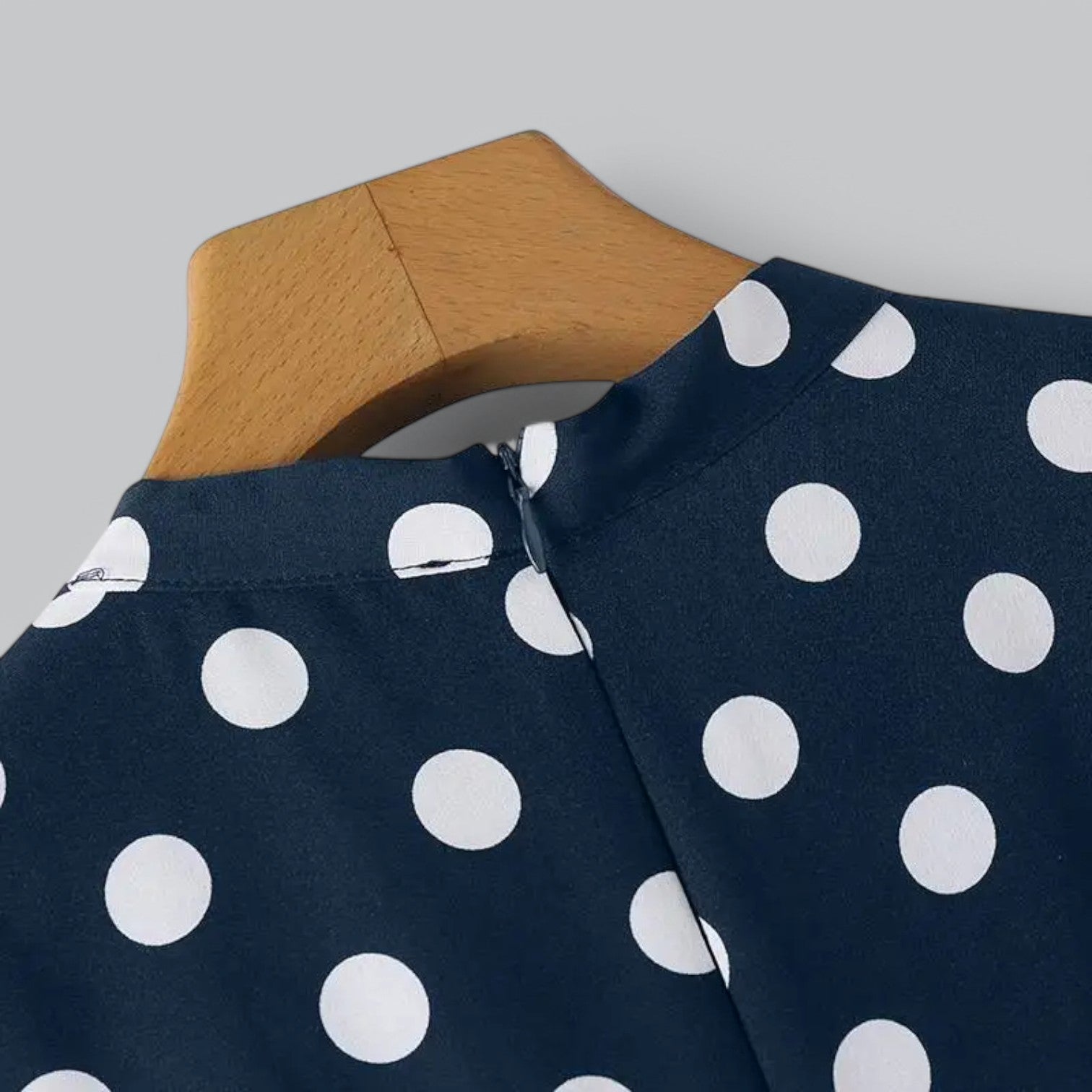 Valenti | Tie Neck Polka Dot Dress - Short Sleeve Midi Dress