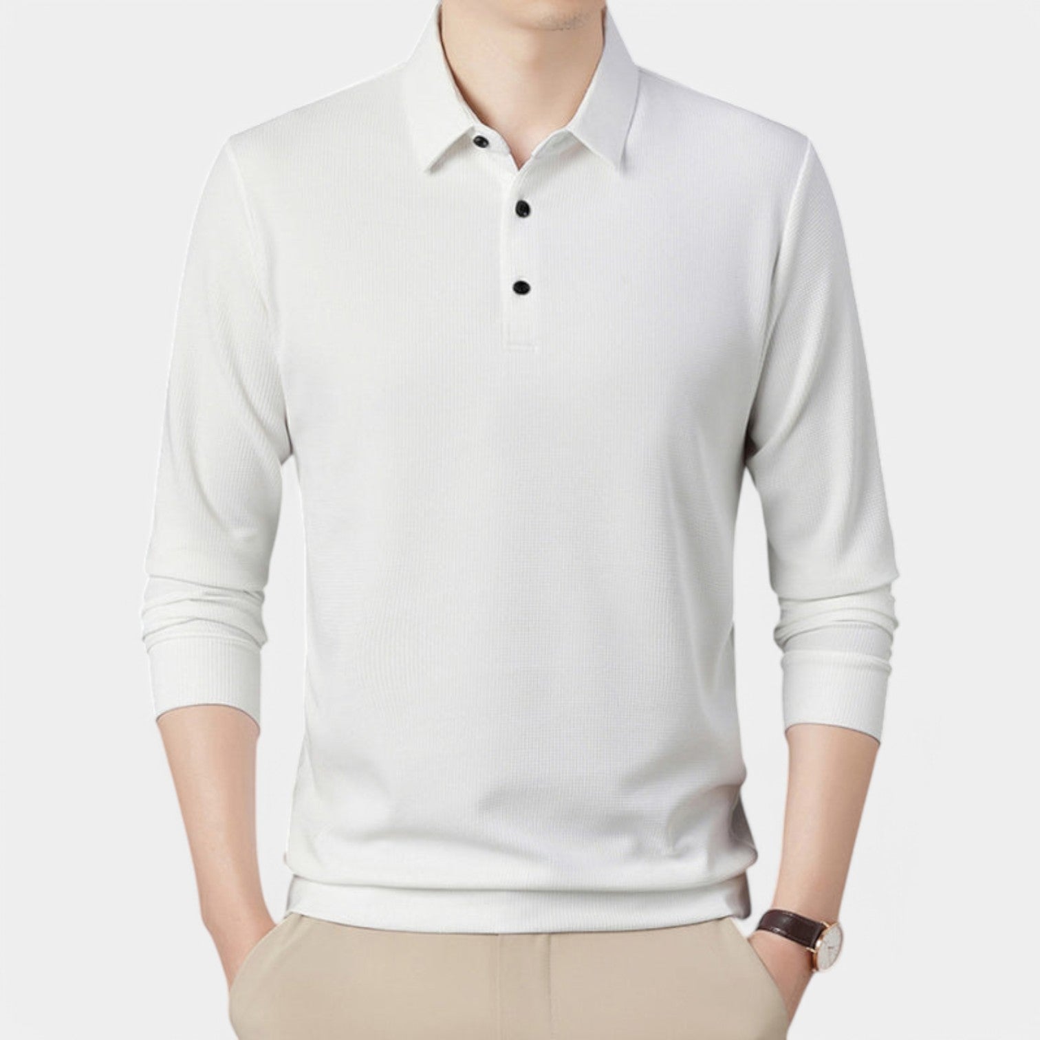 Valenti | Long Sleeve Button Polo Shirt - Lightweight Pullover