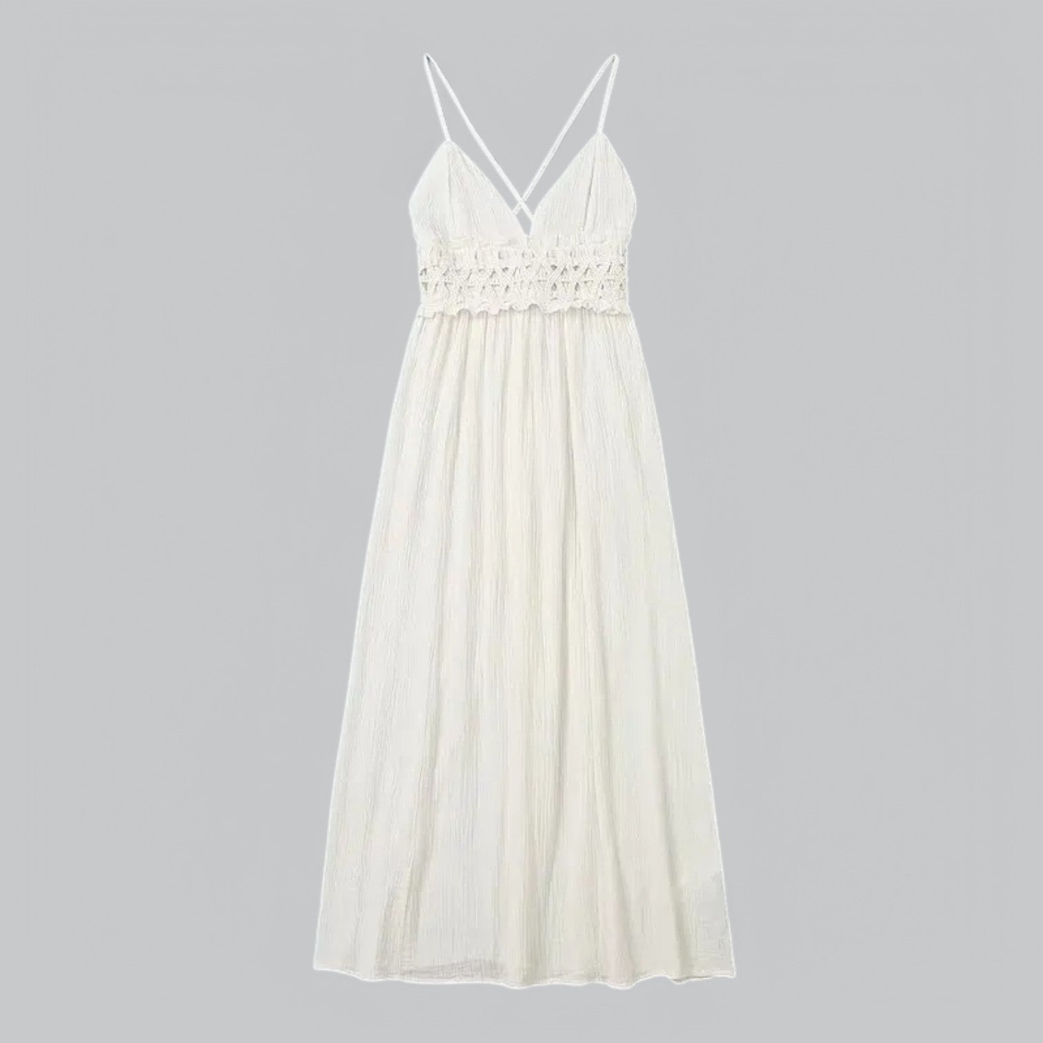 Valenti | V-Neck Midi Dress - Backless Strap Summer Dress