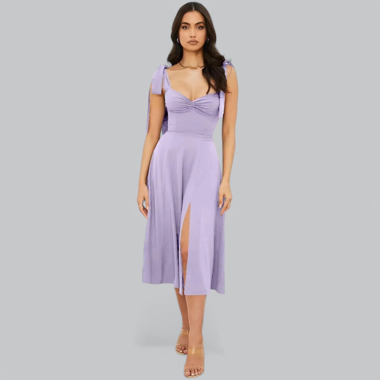 Valenti | Classy Ruched Midi Dress - Fancy A-Line Slit