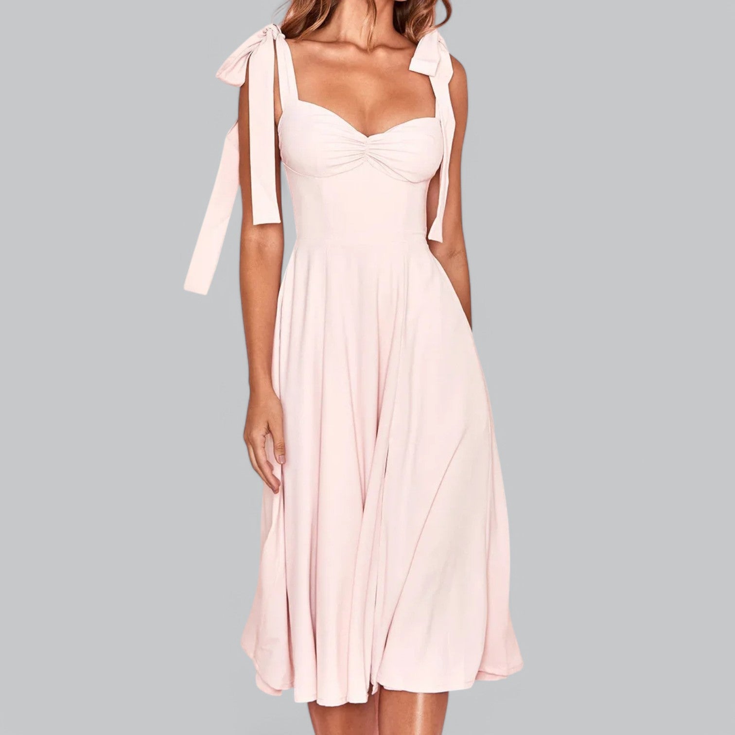 Valenti | Classy Ruched Midi Dress - Fancy A-Line Slit
