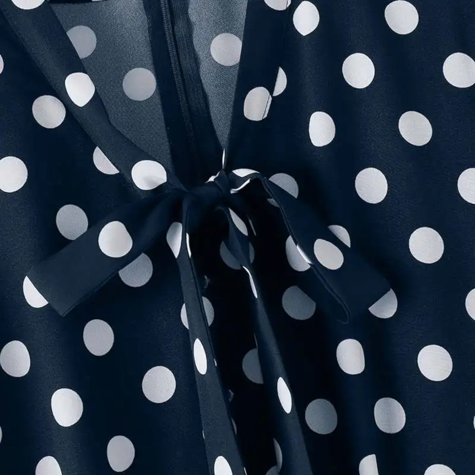 Valenti | Tie Neck Polka Dot Dress - Short Sleeve Midi Dress
