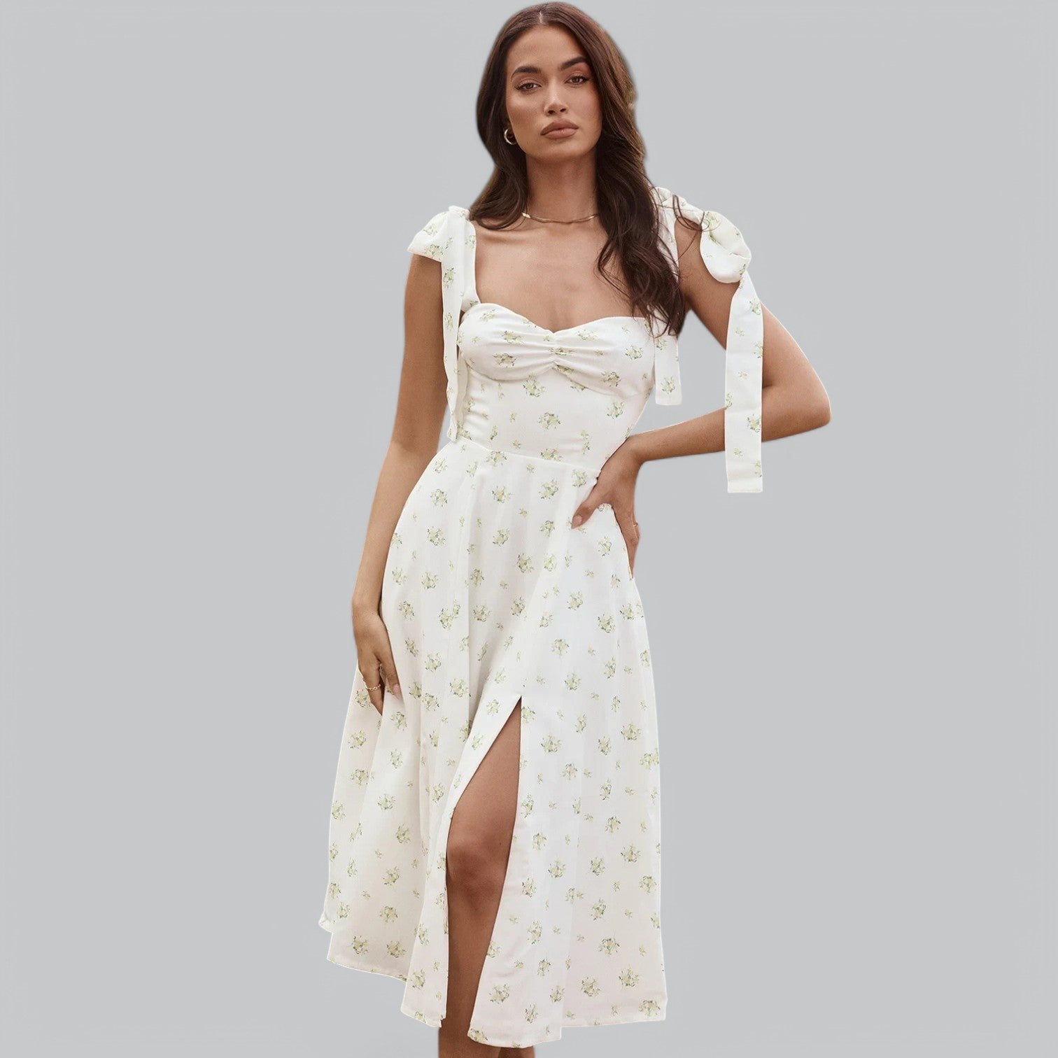 Valenti | Classy Ruched Midi Dress - Fancy A-Line Slit