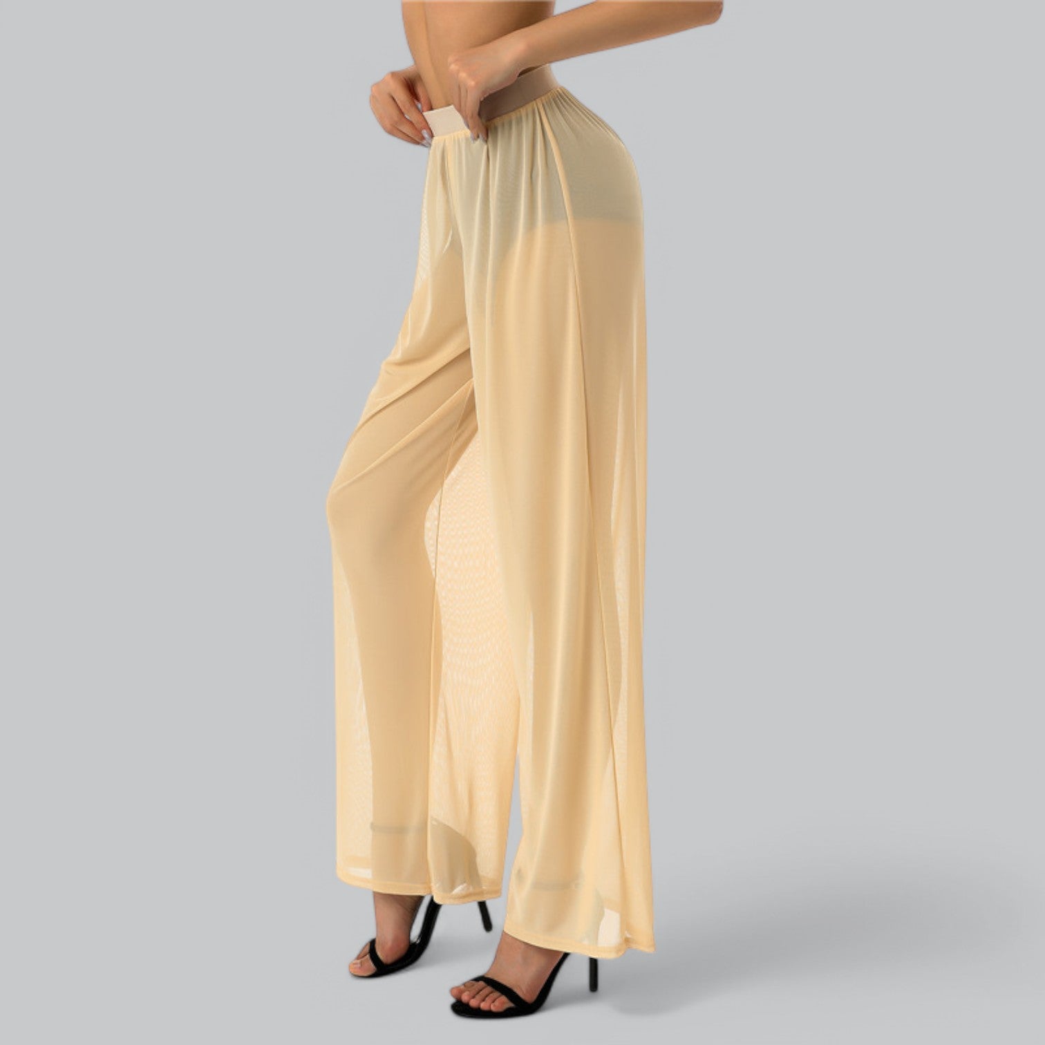 Valenti | Mesh See Through Loose Pants - Stretch Wide Leg