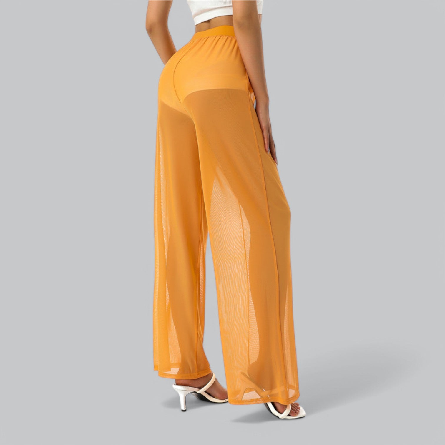 Valenti | Mesh See Through Loose Pants - Stretch Wide Leg