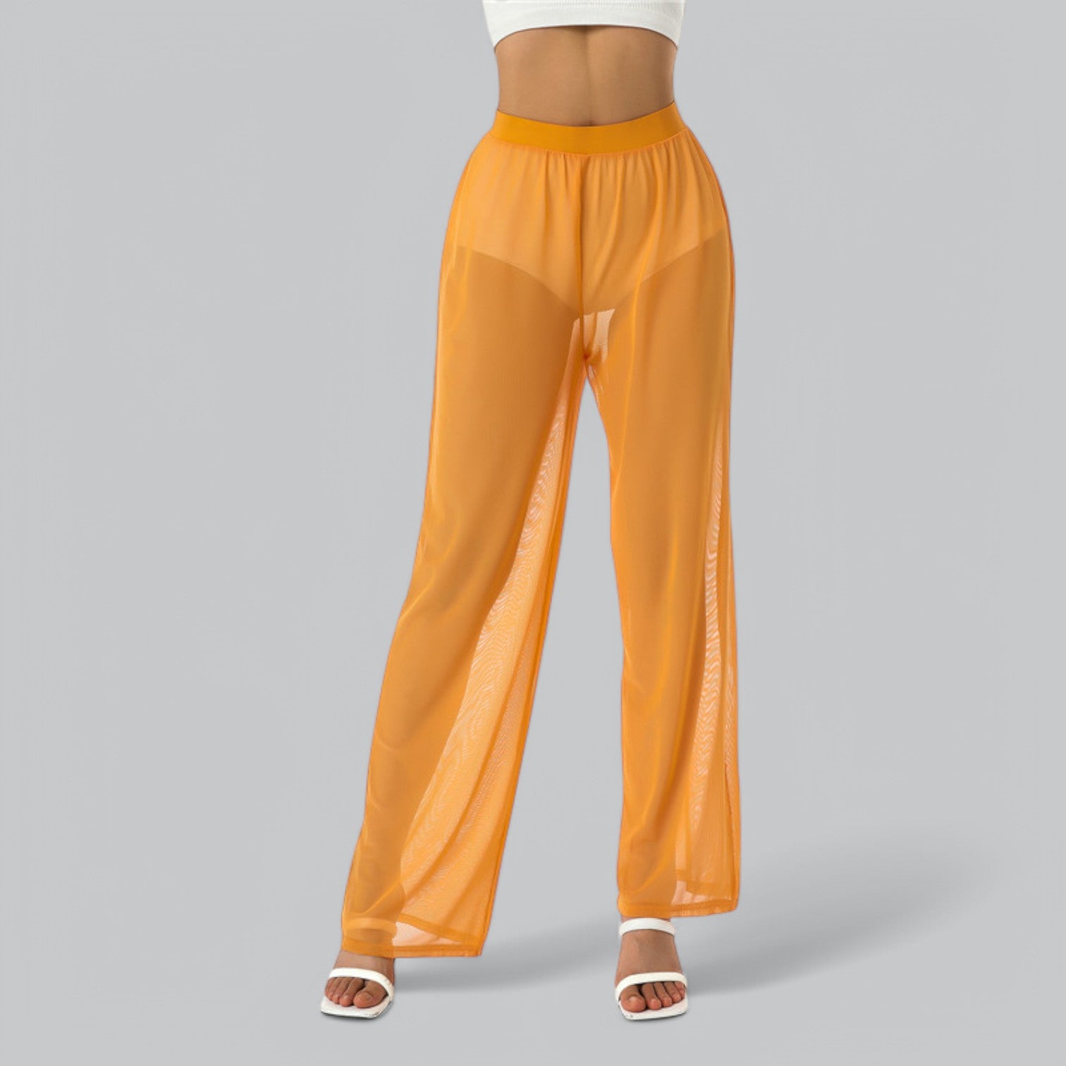 Valenti | Mesh See Through Loose Pants - Stretch Wide Leg