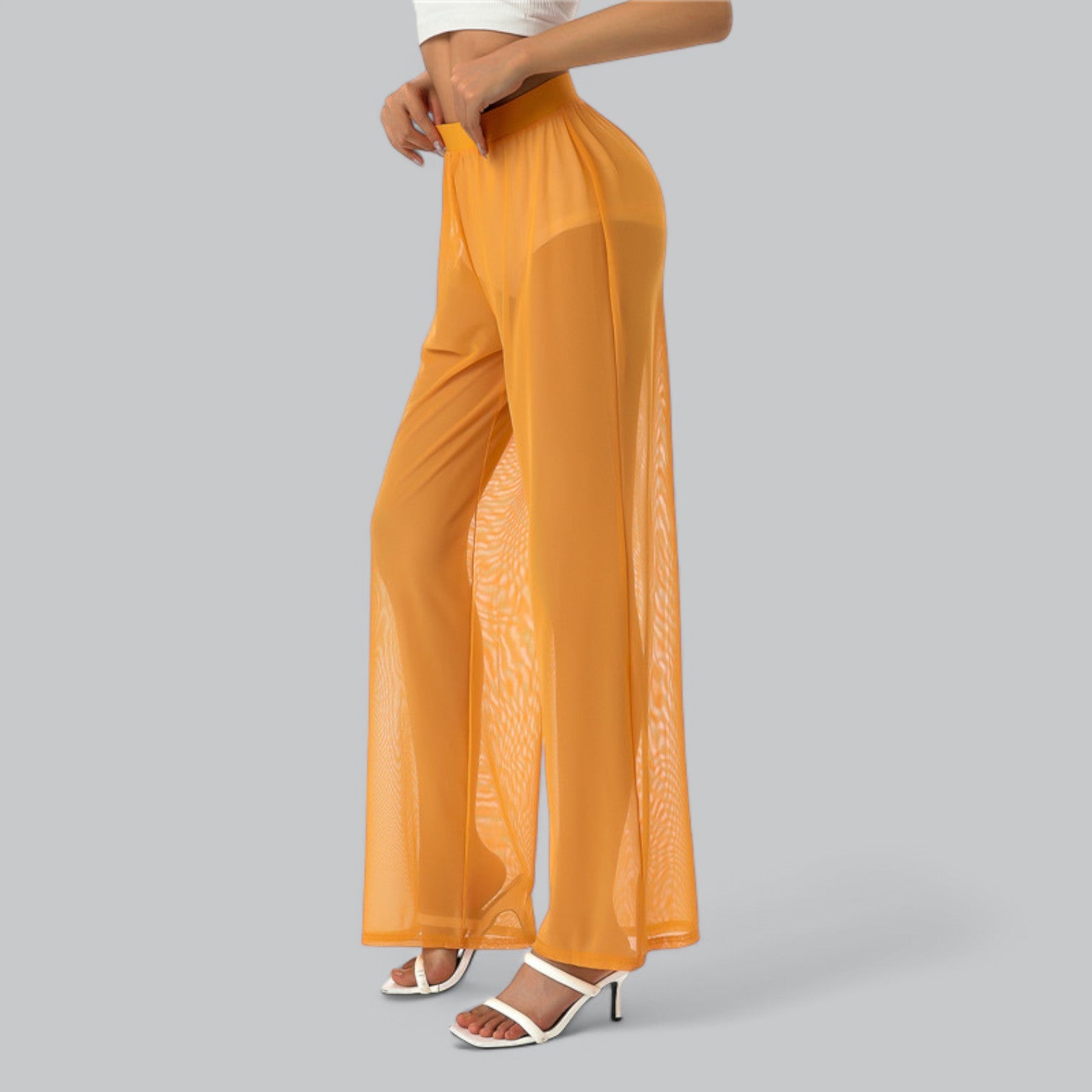 Valenti | Mesh See Through Loose Pants - Stretch Wide Leg