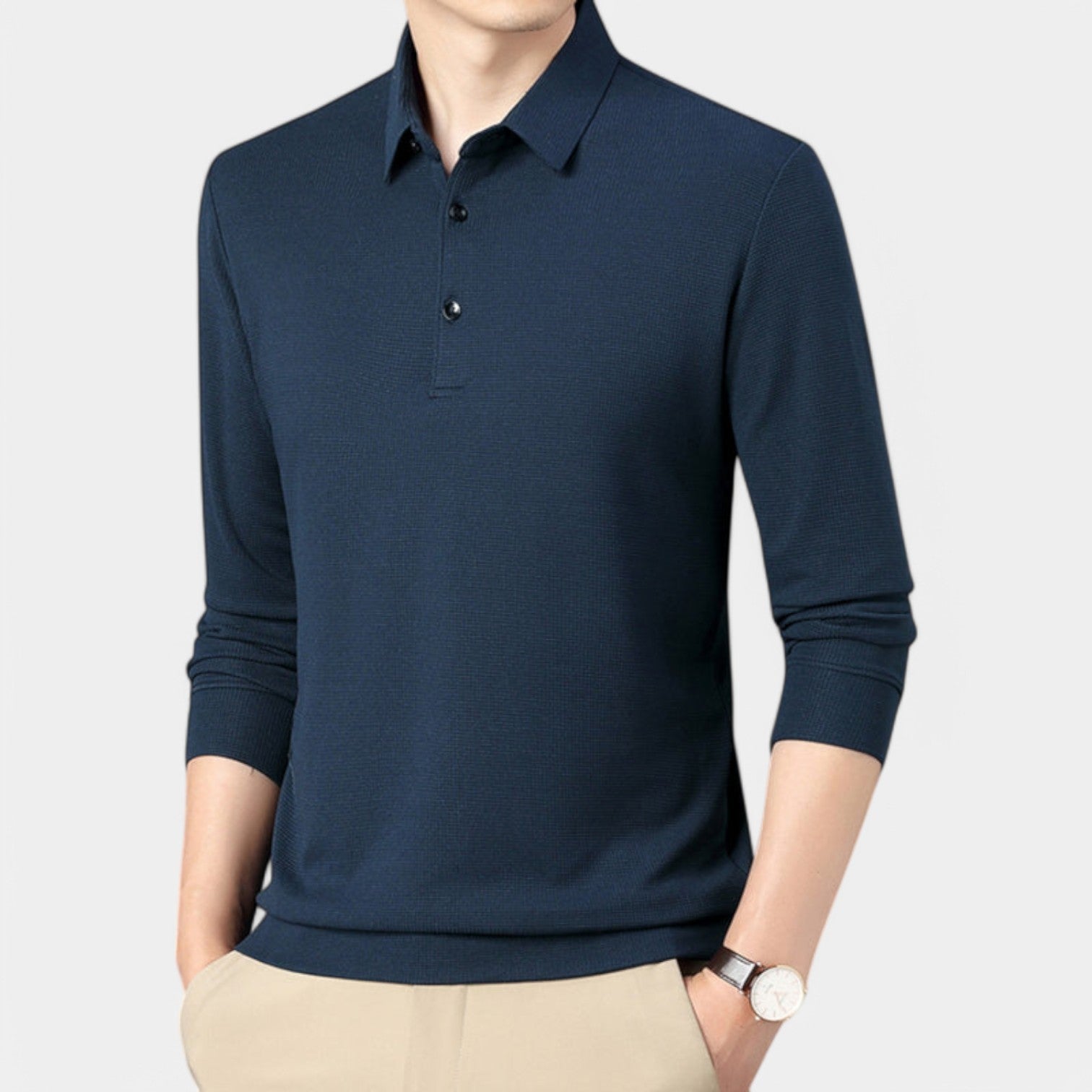 Valenti | Long Sleeve Button Polo Shirt - Lightweight Pullover