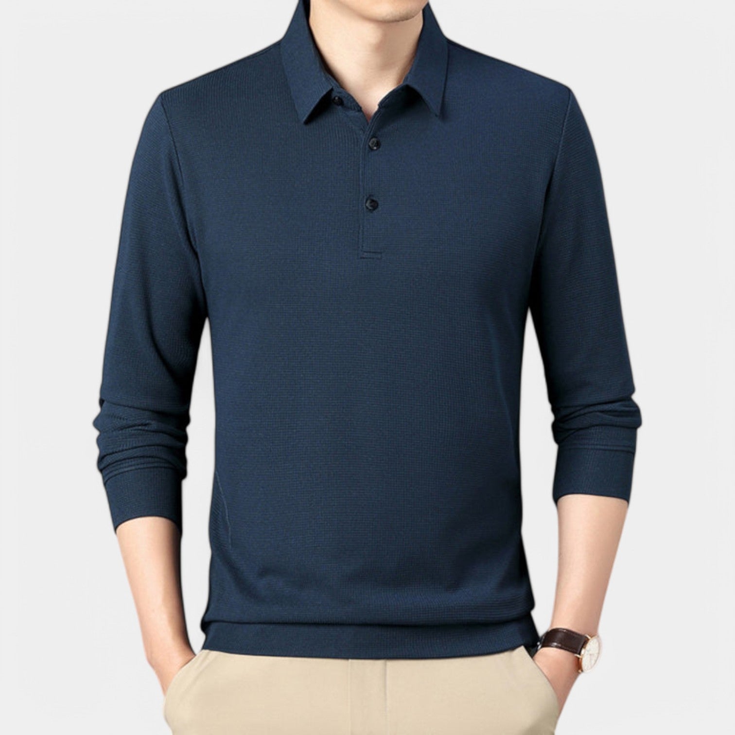 Valenti | Long Sleeve Button Polo Shirt - Lightweight Pullover
