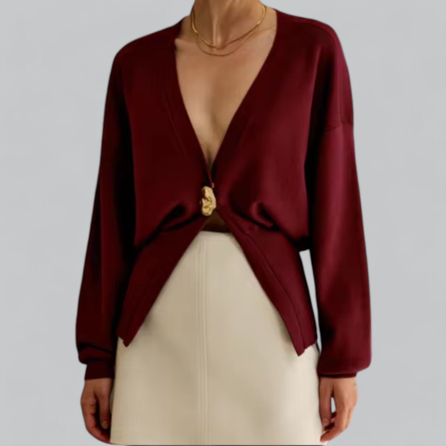Valenti | Chic V-Neck Sweater Single Breasted Cardigan
