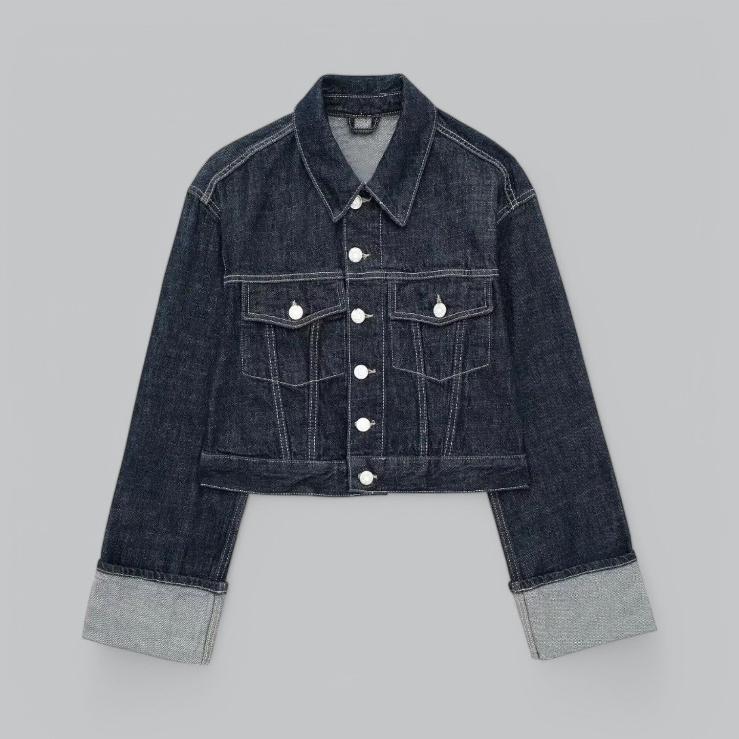 Valenti | Vintage Denim Cropped Jacket & Wide Leg Pants Set