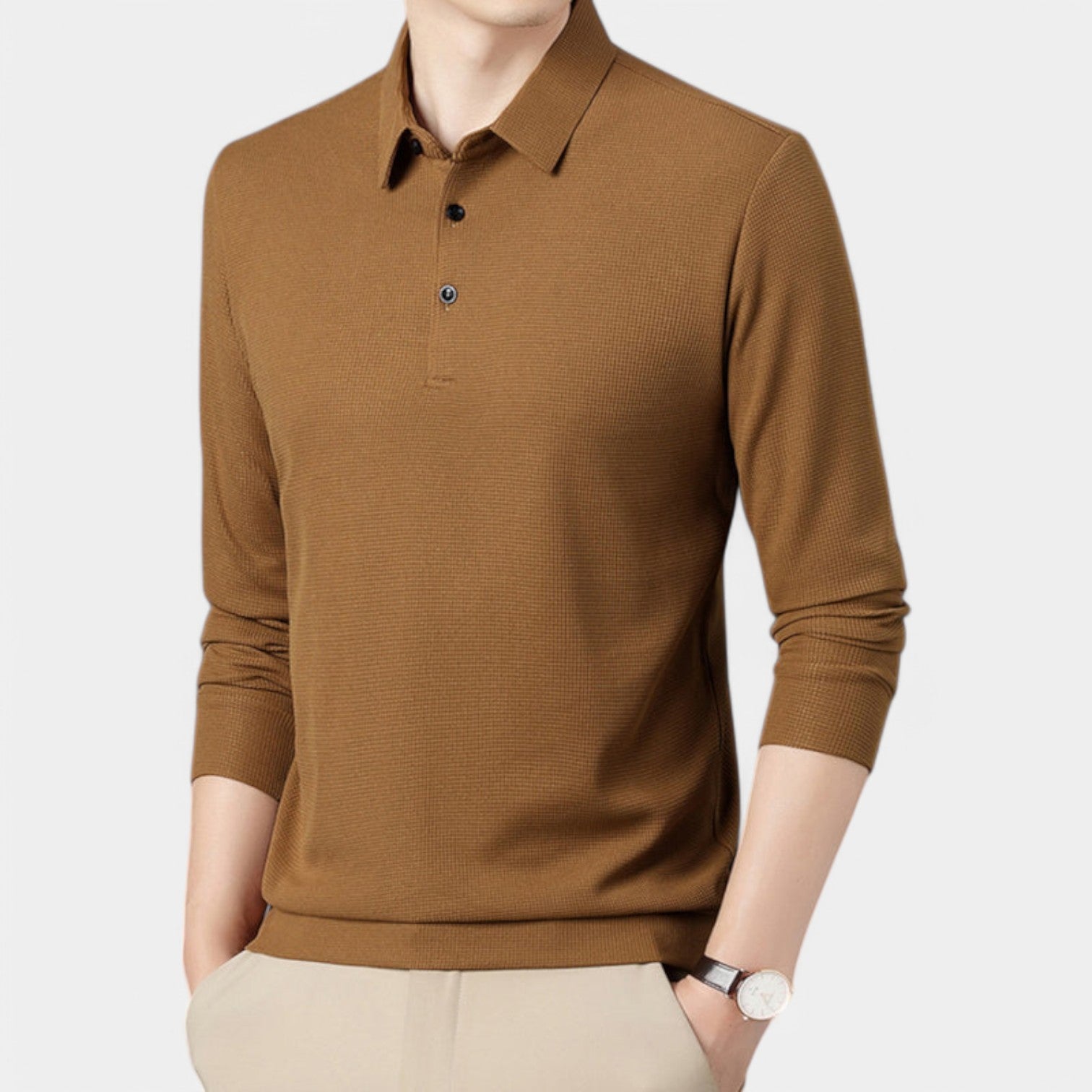 Valenti | Long Sleeve Button Polo Shirt - Lightweight Pullover