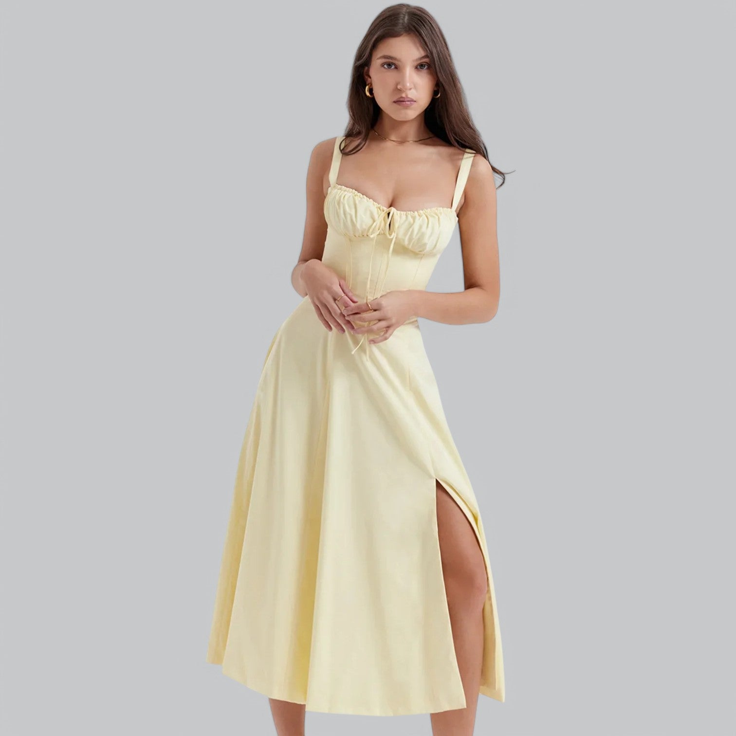 Valenti | Tied Corset Midi Dress - Summer Sundress