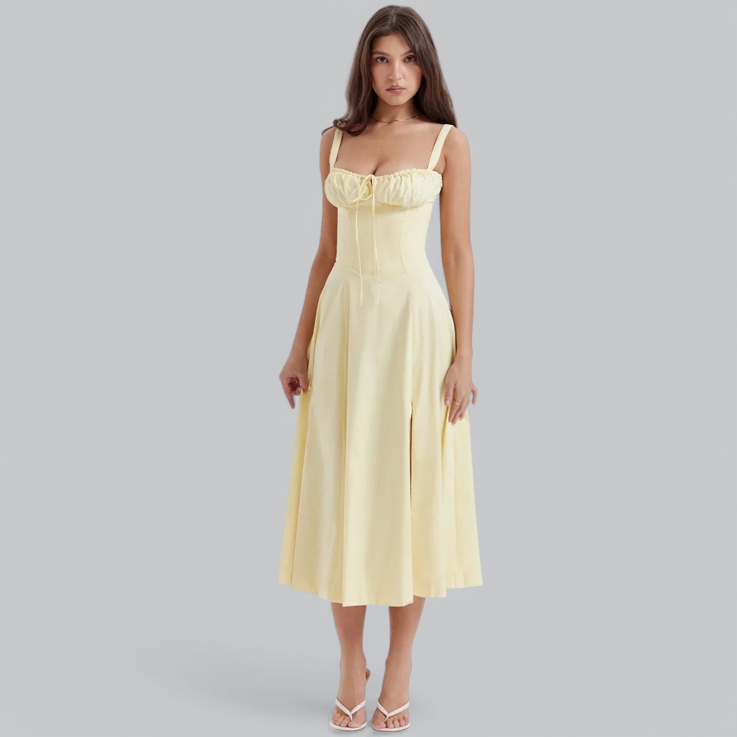Valenti | Tied Corset Midi Dress - Summer Sundress