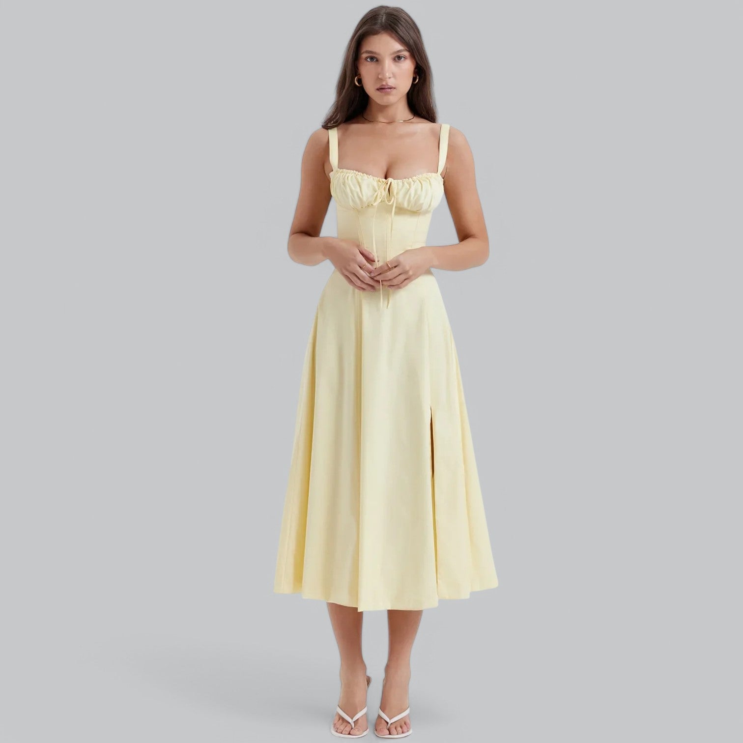 Valenti | Tied Corset Midi Dress - Summer Sundress