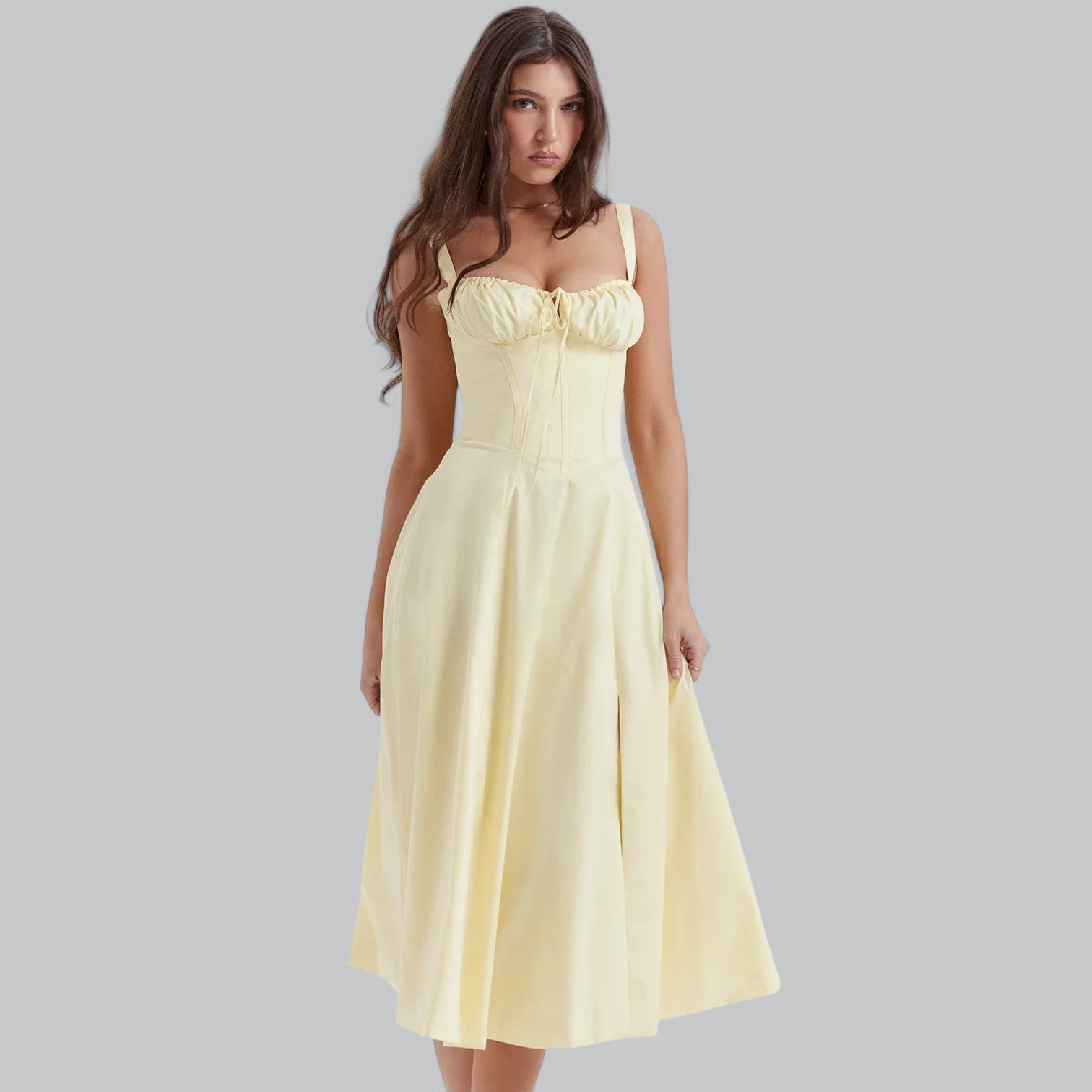 Valenti | Tied Corset Midi Dress - Summer Sundress