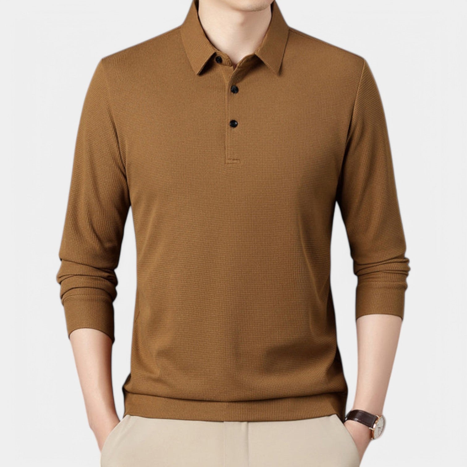 Valenti | Long Sleeve Button Polo Shirt - Lightweight Pullover