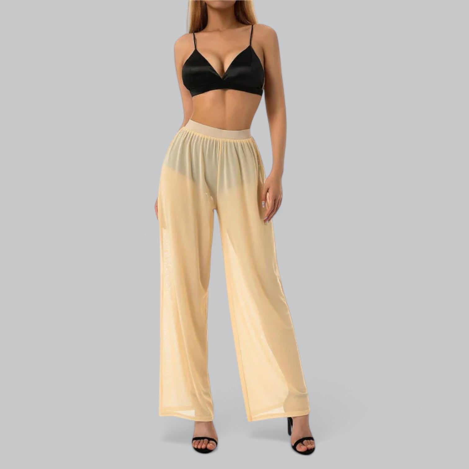 Valenti | Mesh See Through Loose Pants - Stretch Wide Leg