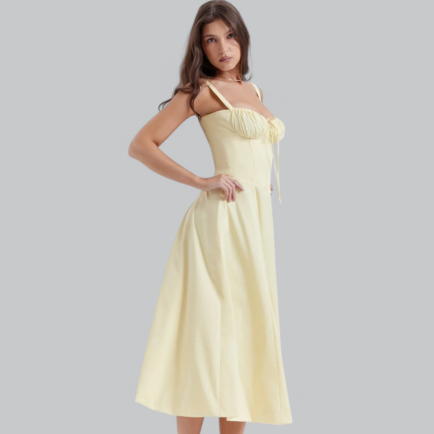 Valenti | Tied Corset Midi Dress - Summer Sundress
