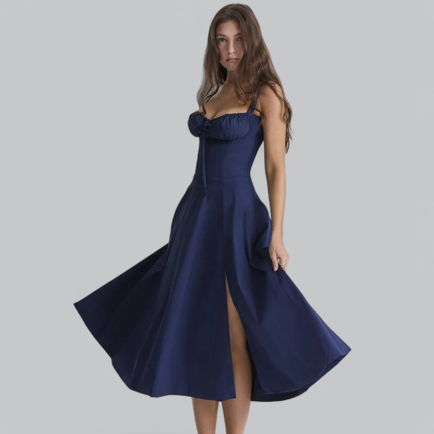 Valenti | Tied Corset Midi Dress - Summer Sundress
