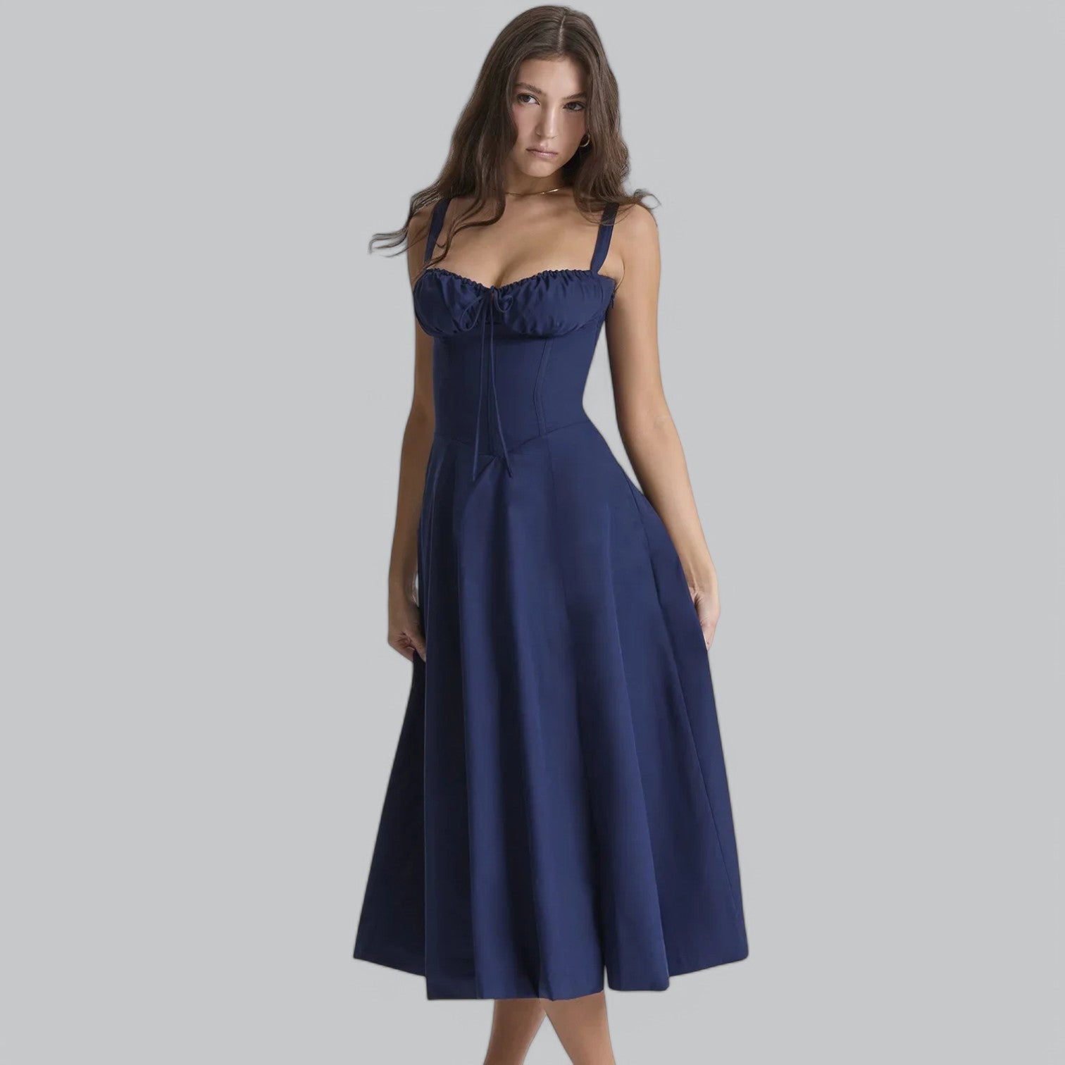 Valenti | Tied Corset Midi Dress - Summer Sundress