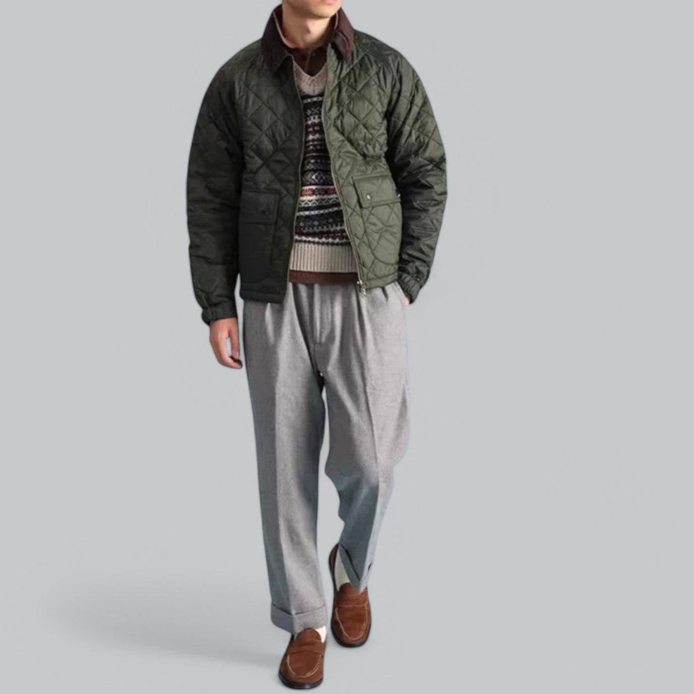 Valenti | Classic Quilted Corduroy Military Jacket - Retro Windproof Bomber